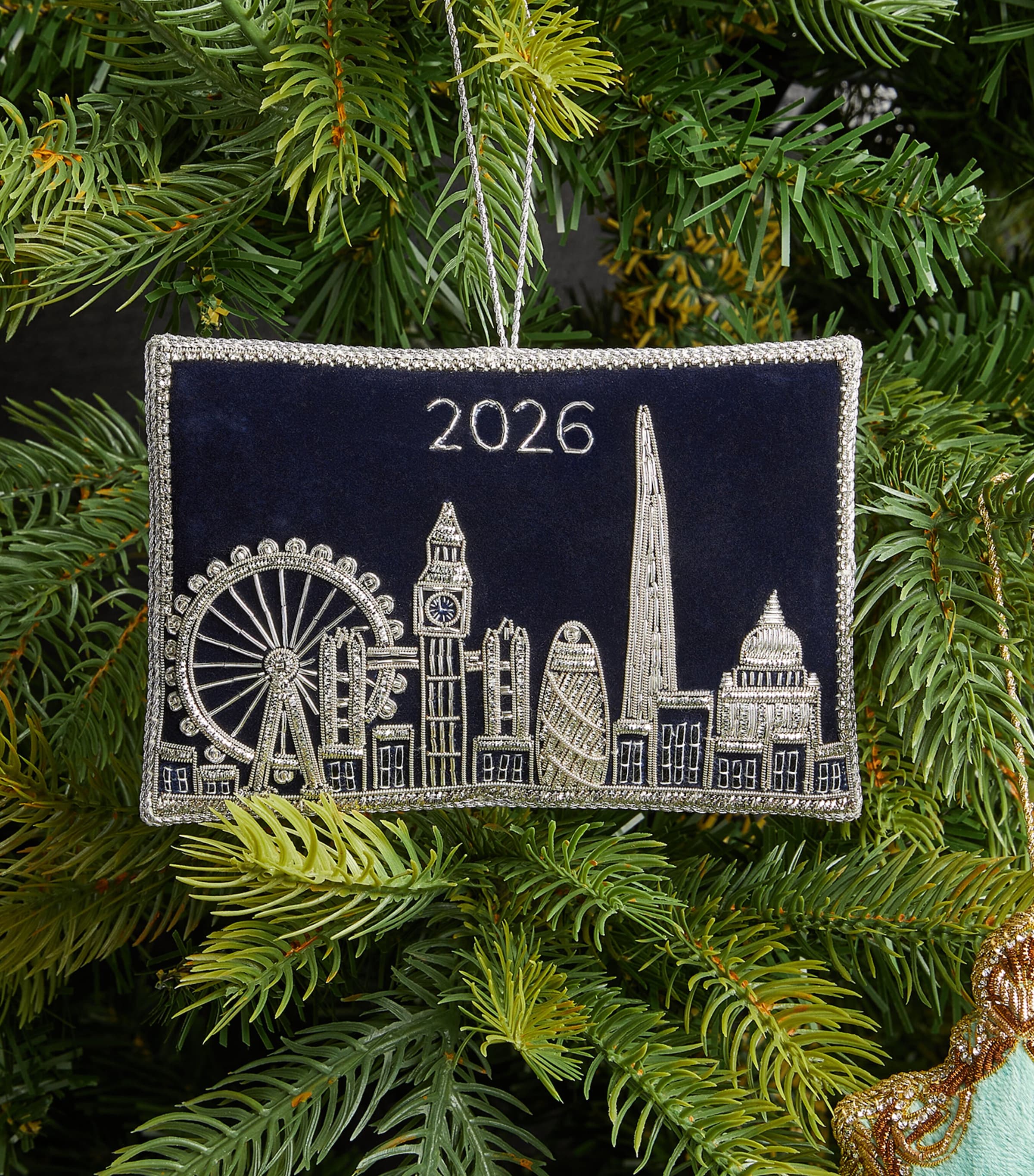 Tinker Tailor Beaded London Skyline Tree Decoration Navy/silver Image 2