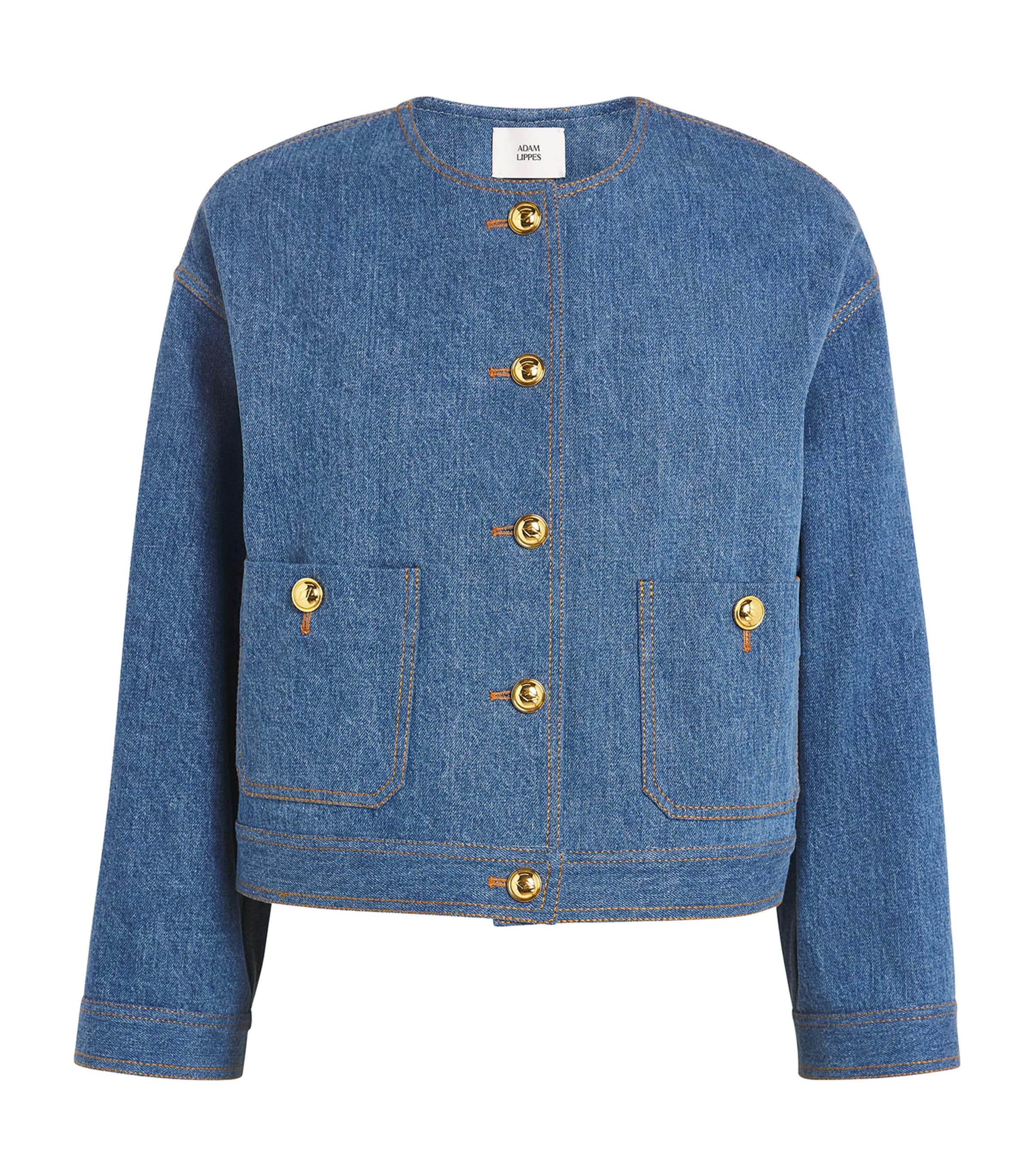 Adam Lippes Cropped Nessy Denim Jacket In Blue