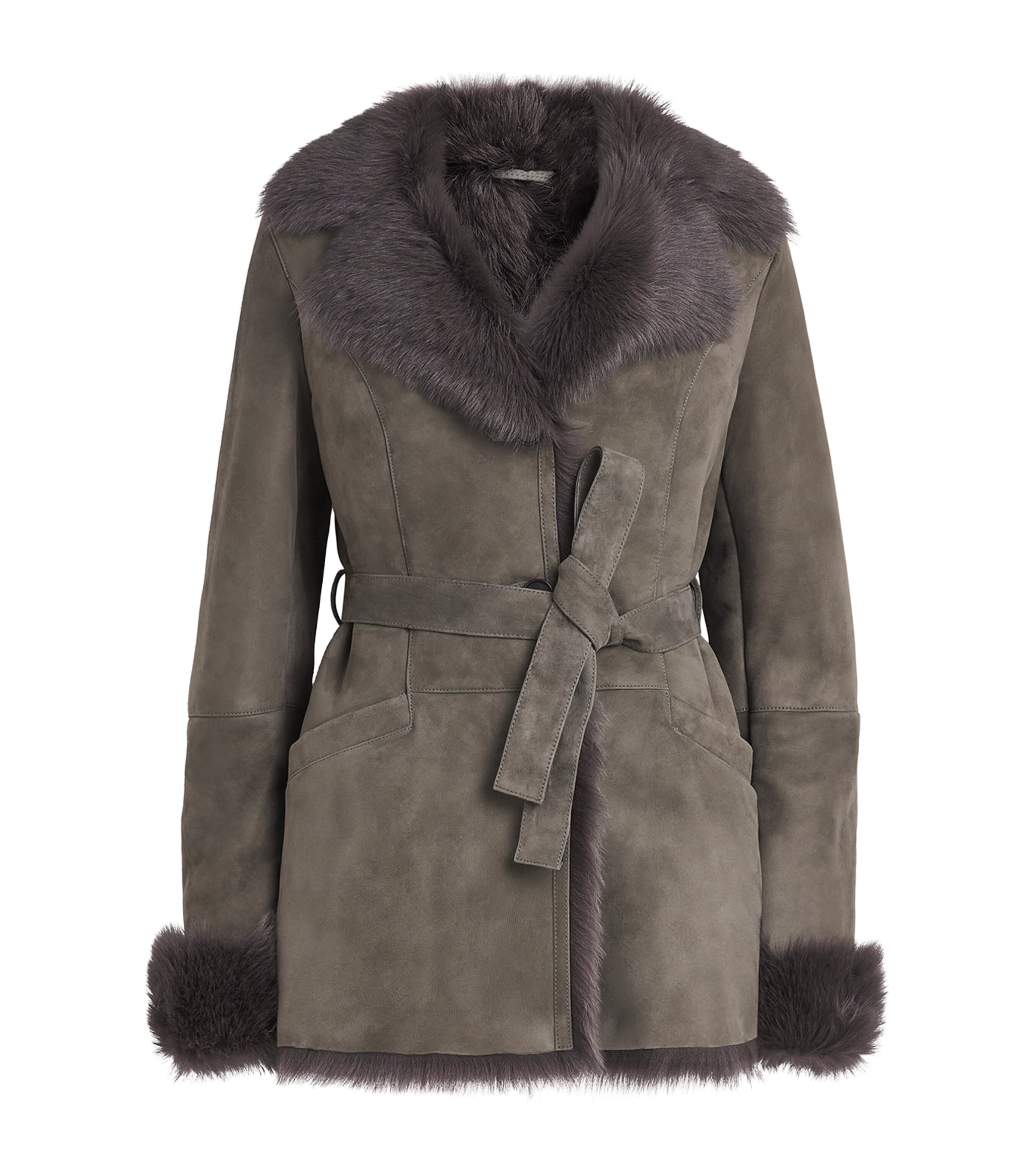 Arma Suede-shearling Louise Coat In Brown