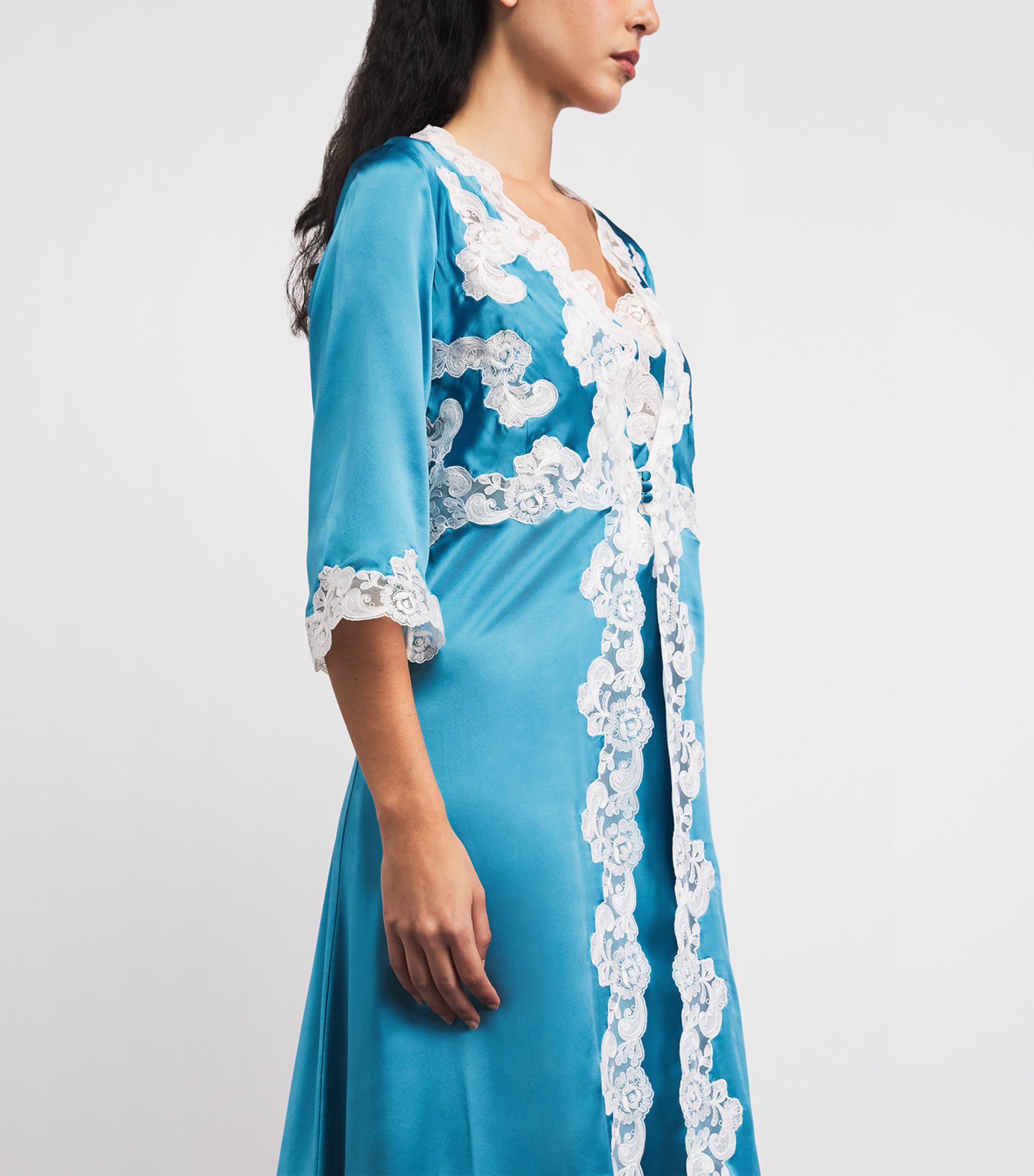 Loretta Caponi Womens Silk Viva Robe Turqouise Image 5