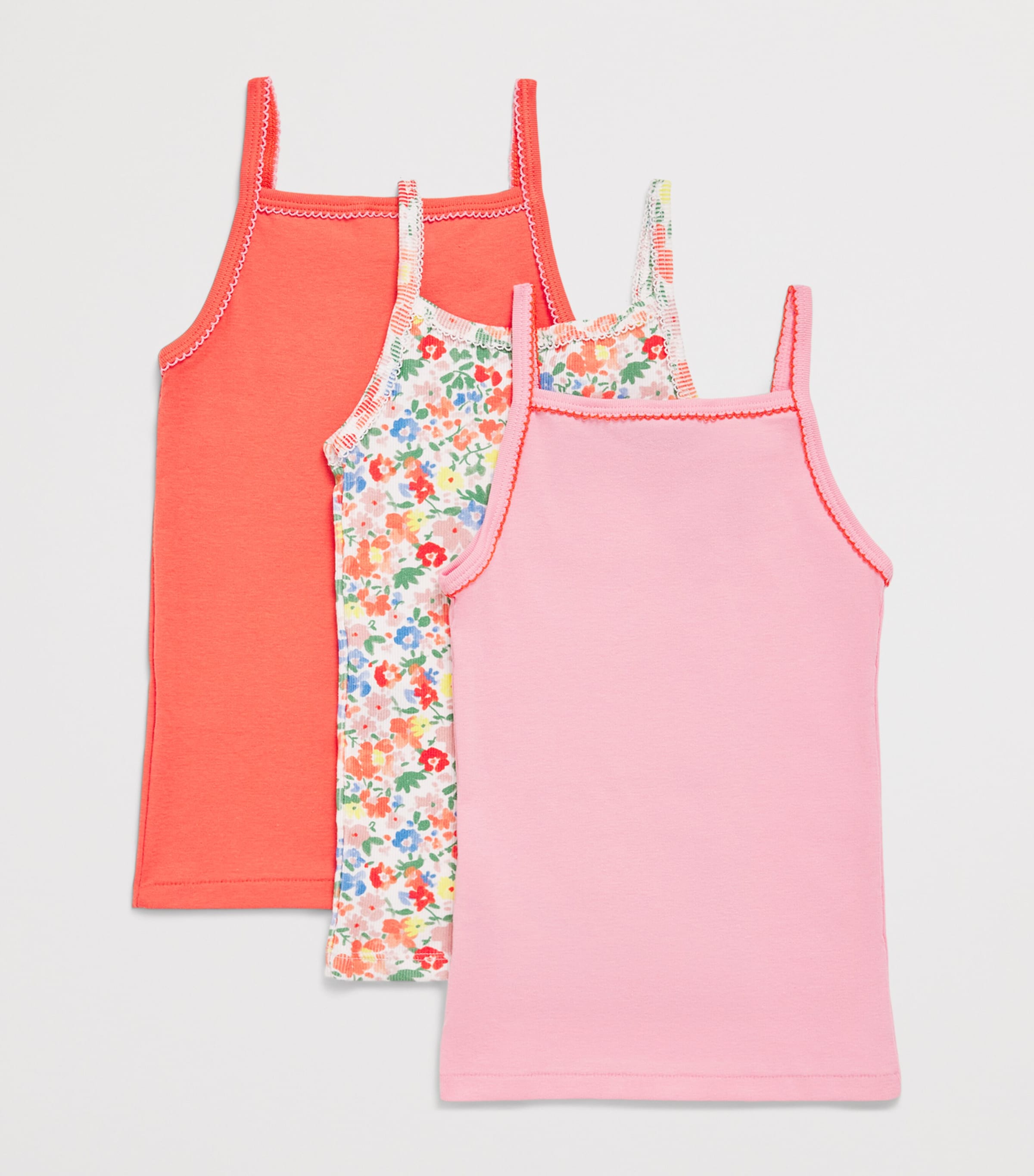 Petit Bateau Set of 3 Cotton Cami Tops (4-12 Years) Image 2