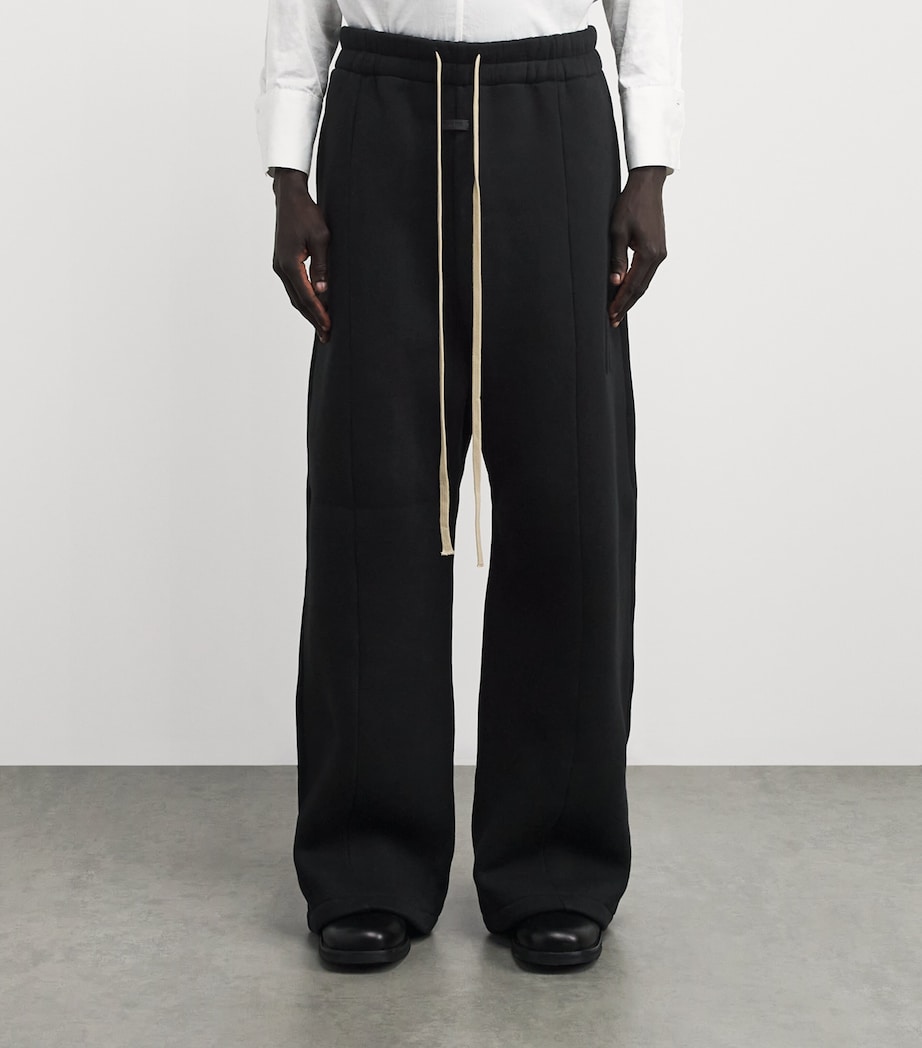 Wide-Leg Athletic Sweatpants BLACK Image 3