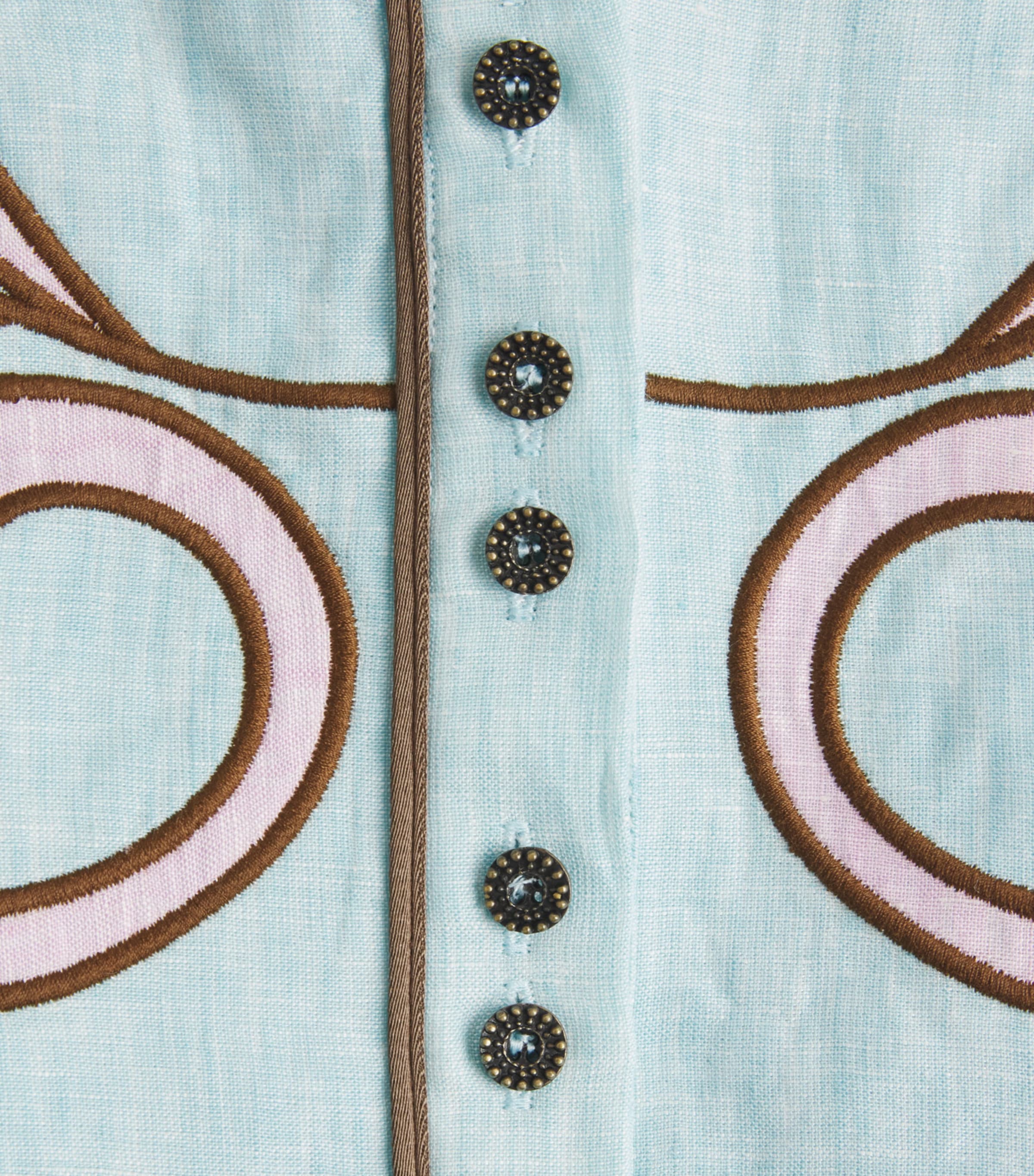 LUG VON SIGA Womens Linen Amelia Top Turquoise Image 6