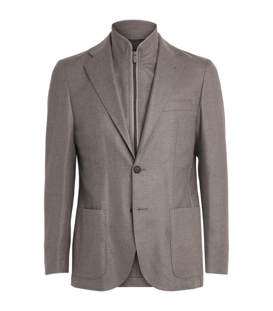 Corneliani Mens Virgin Wool-Cashmere Blazer Natural / Beige Image 1