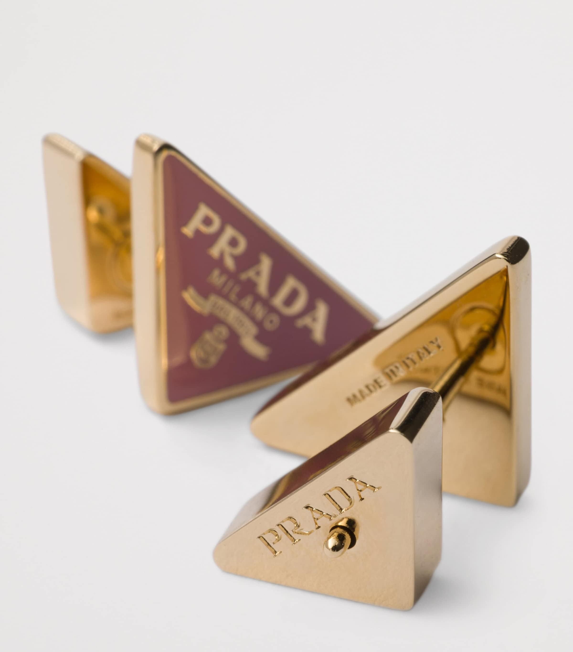 Prada Enamel Triangle Stud Earrings Image 2