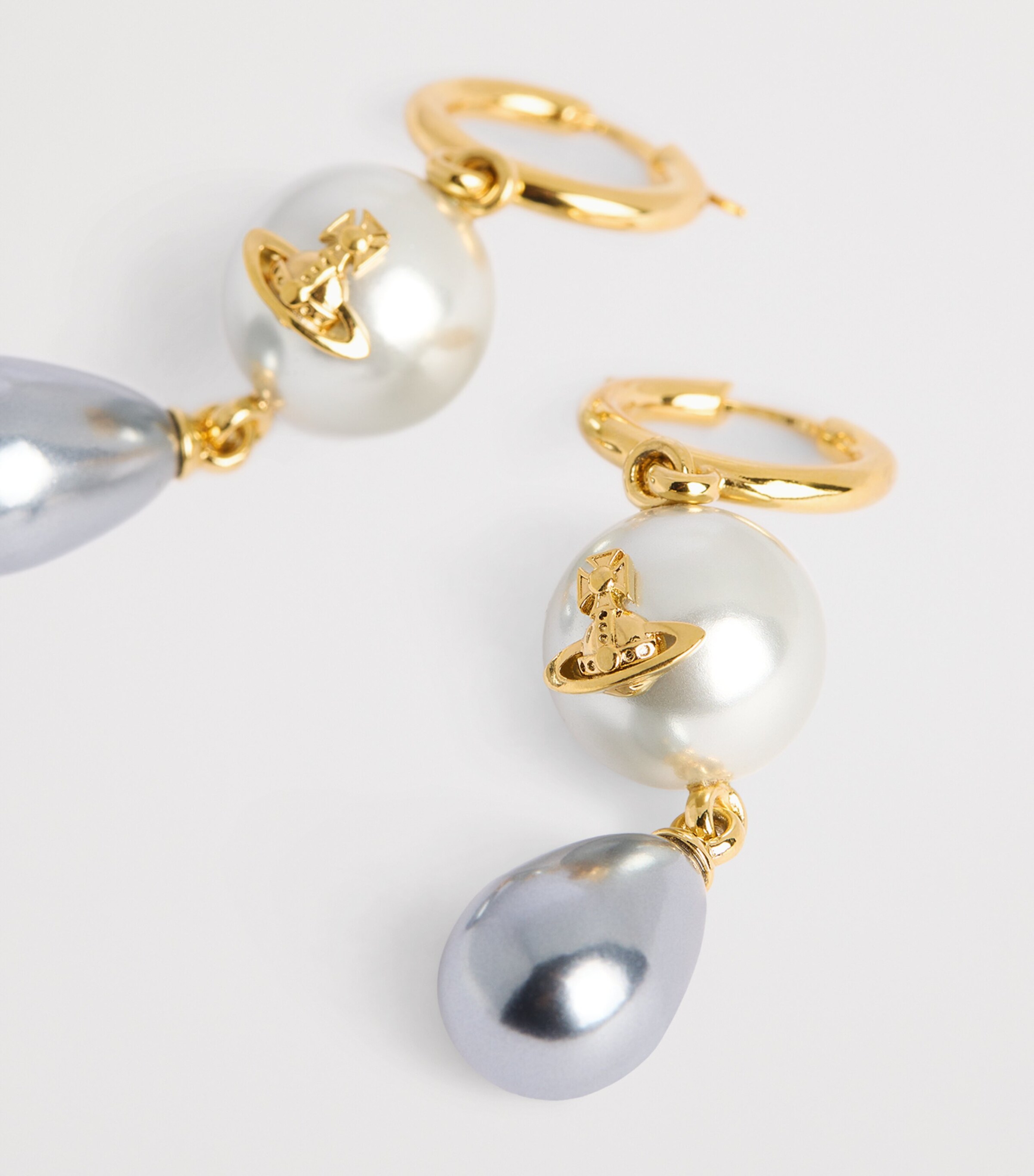 Faux Pearl Martha Drop Earrings R961 GLD/GREY PRL Image 6