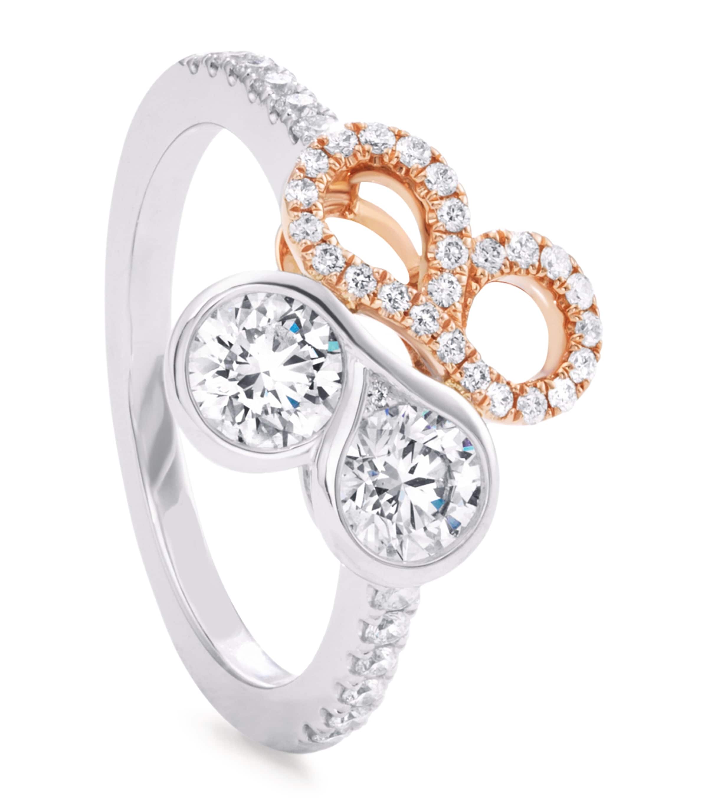 Boodles Platinum, Rose Gold And Diamond Be Motif Ring In Silver