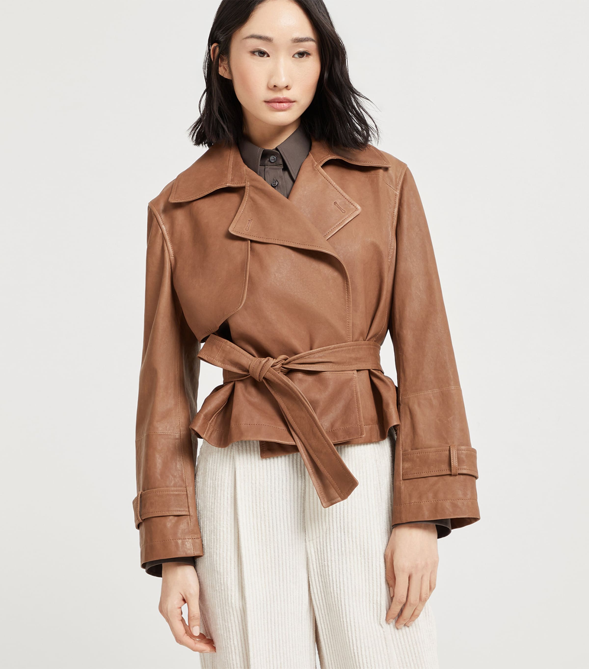 Vintage Nappa Leather Cropped Trench Coat C9900 Image 2