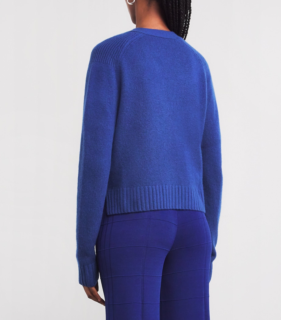 Open Cashmere V-Neck Cardigan COBALT Image 4