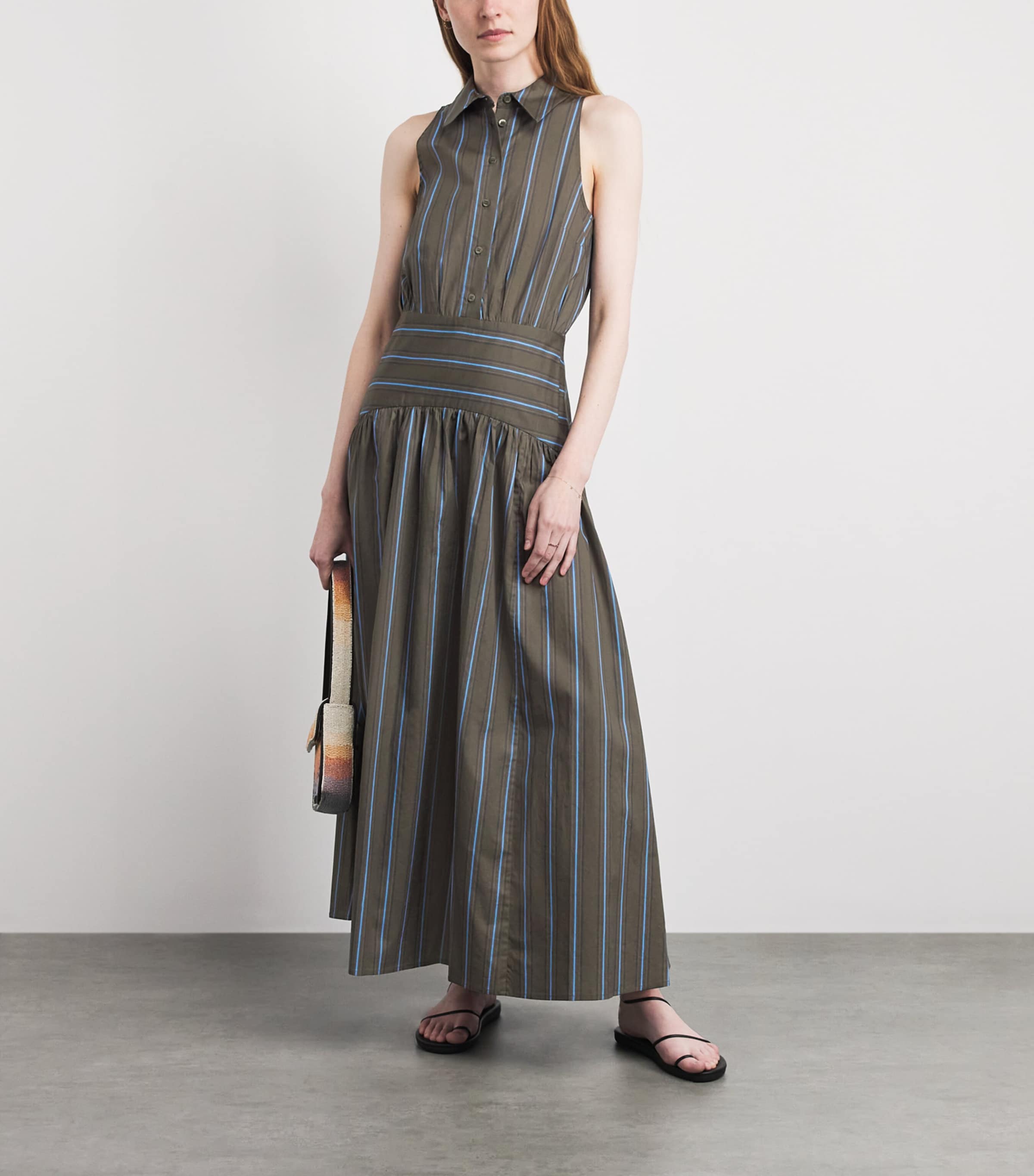 STAUD Womens Cotton-Blend Romy Maxi Dress Hnst Huntngtn Stripe Image 2