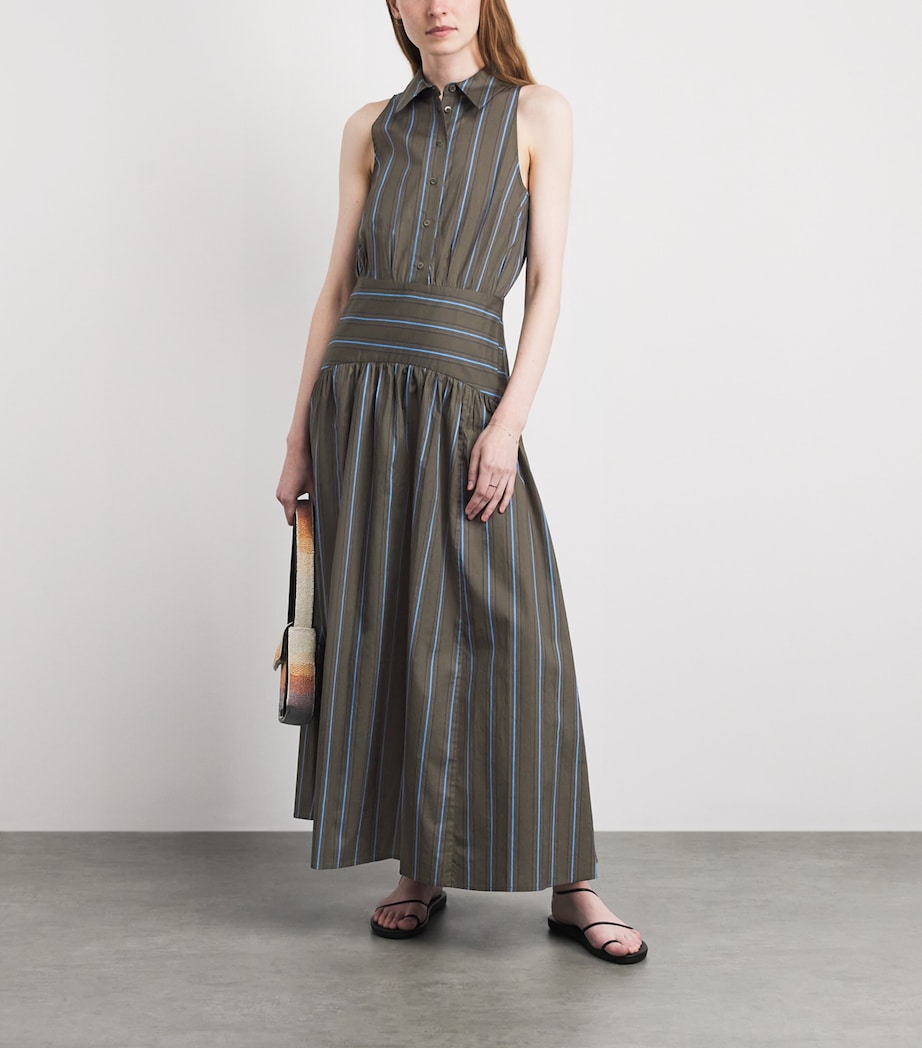 STAUD Womens Cotton-Blend Romy Maxi Dress Hnst Huntngtn Stripe Image 2