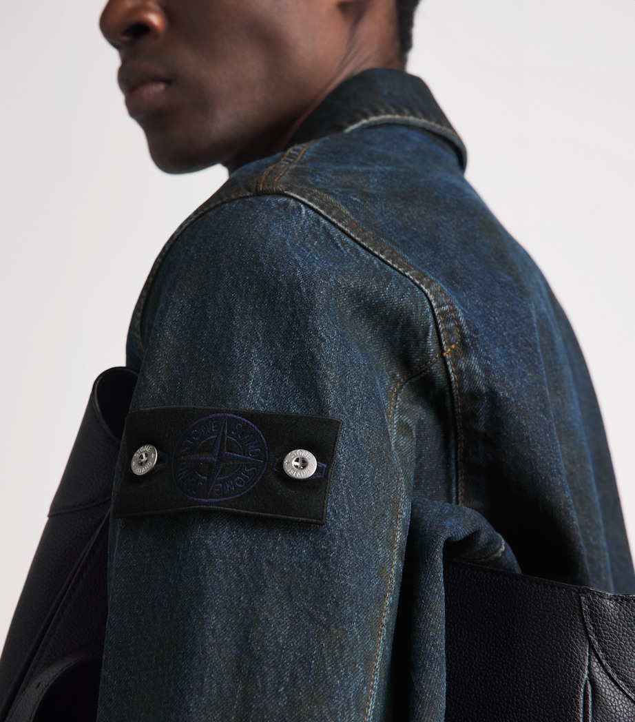 Stone Island Mens Denim Biker Jacket Image 3