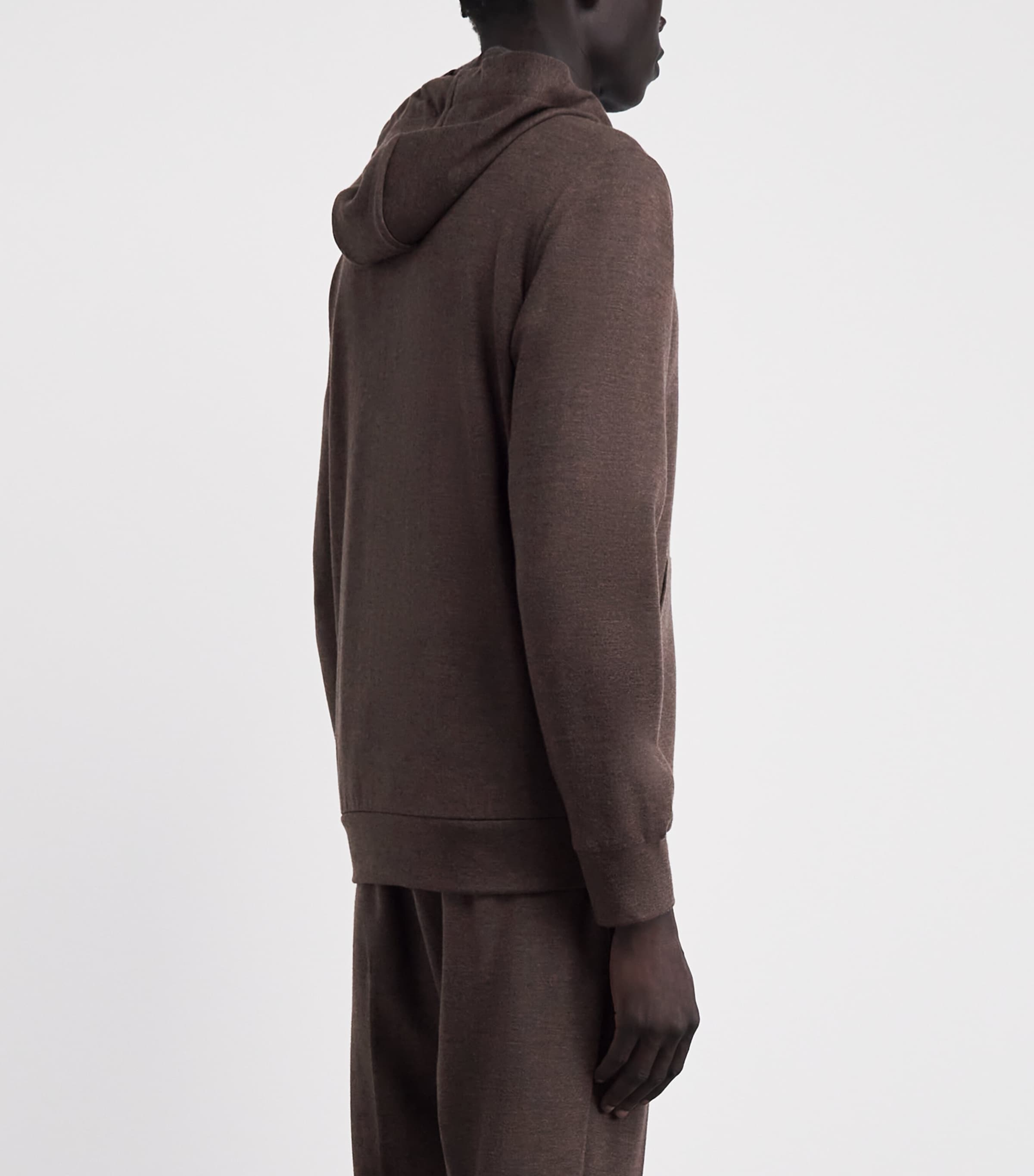 Marco Pescarolo Womens Cashmere-Blend Zip-Up Hoodie Brown Image 5