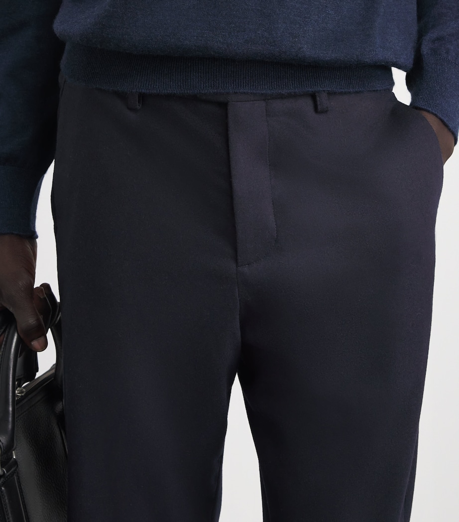 Marco Pescarolo Womens Stretch-Virgin Wool-Cashmere Trousers Navy Image 3