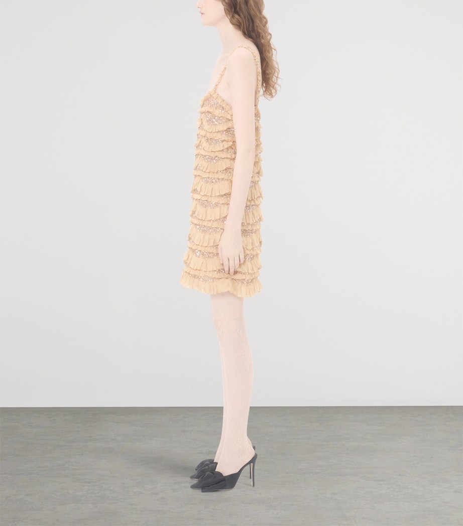 Silk Ruffled Mini Dress CGL Image 3