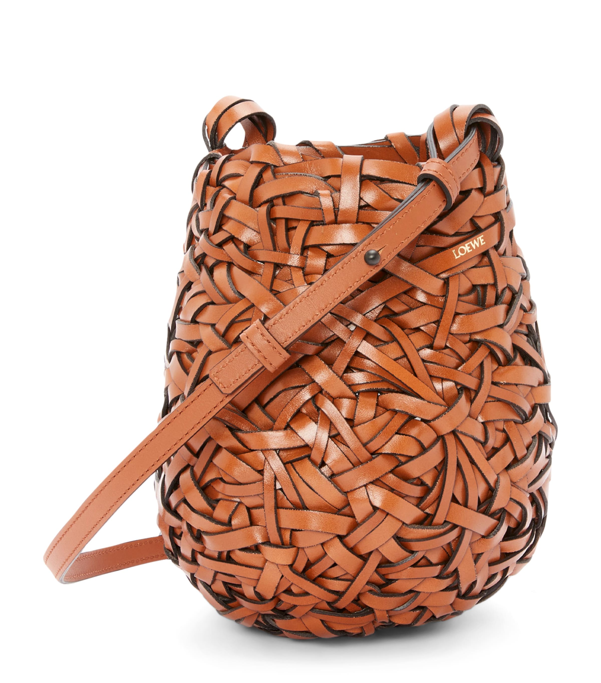 Loewe Small Leather Nest Bag In Brown