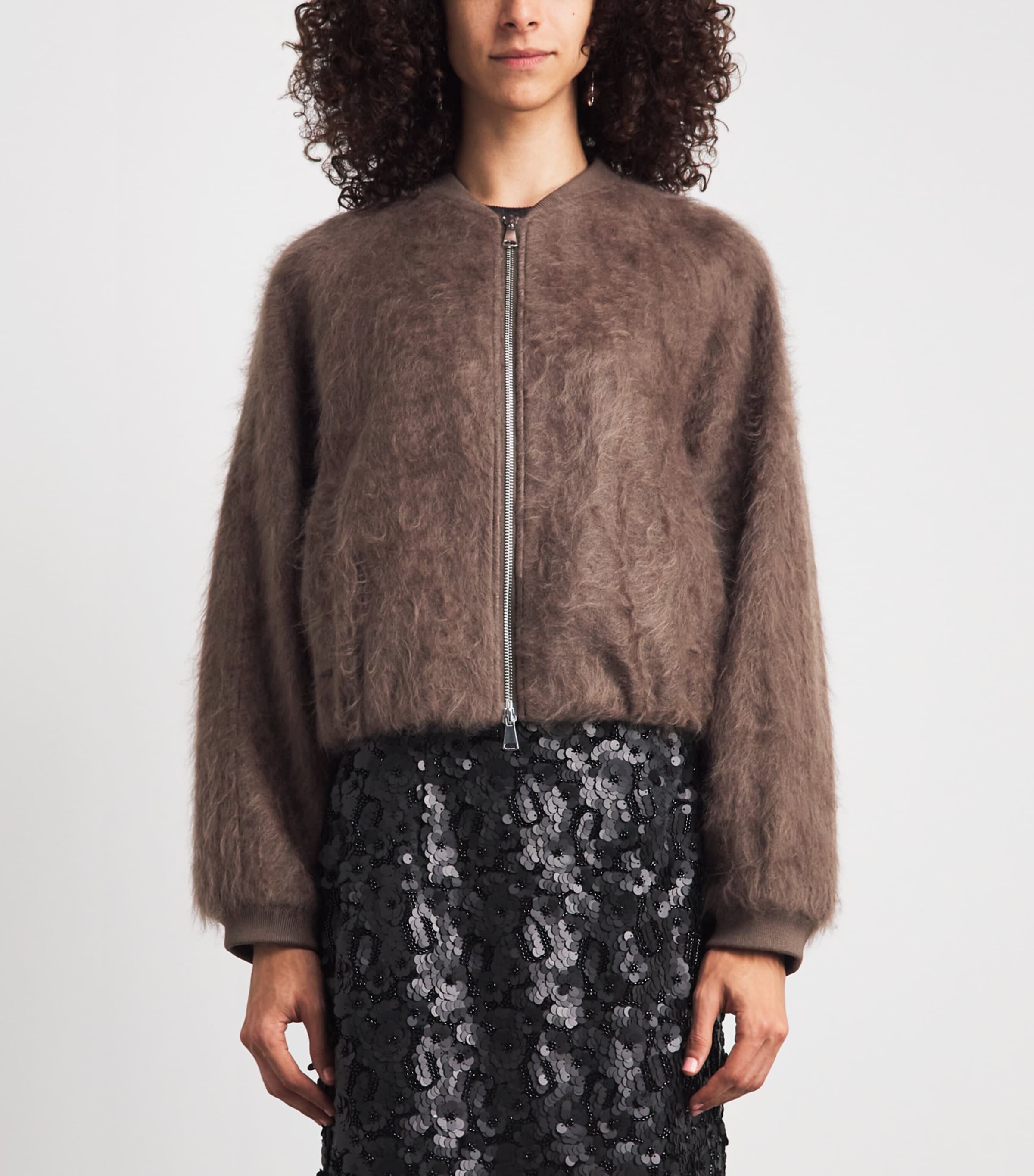 Herskind Womens Wool-Cashmere-Silk Jimi Bomber Jacket Clay Image 4