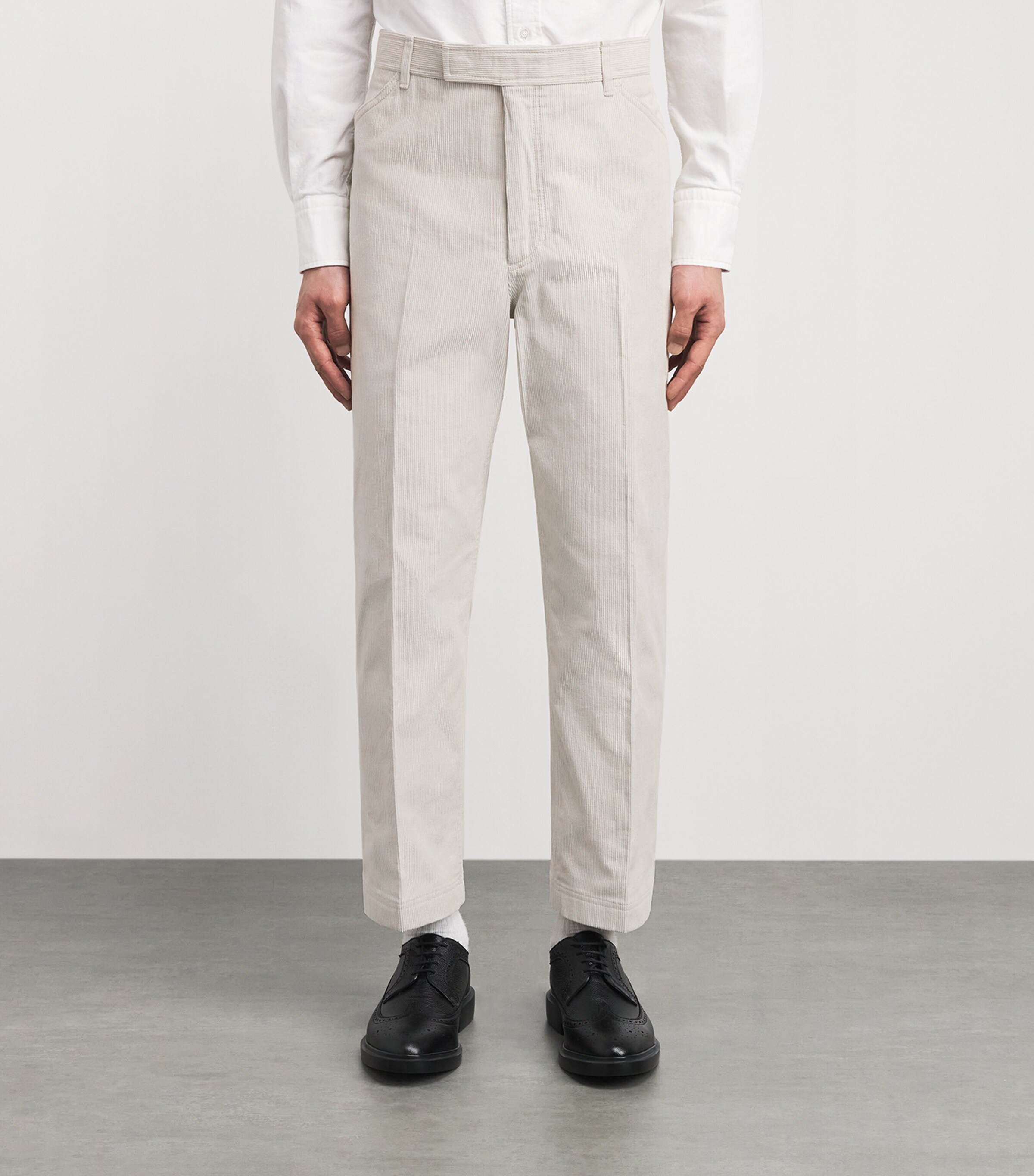 Thom Browne Mens Corduroy Tapered Chinos Natural White Image 4