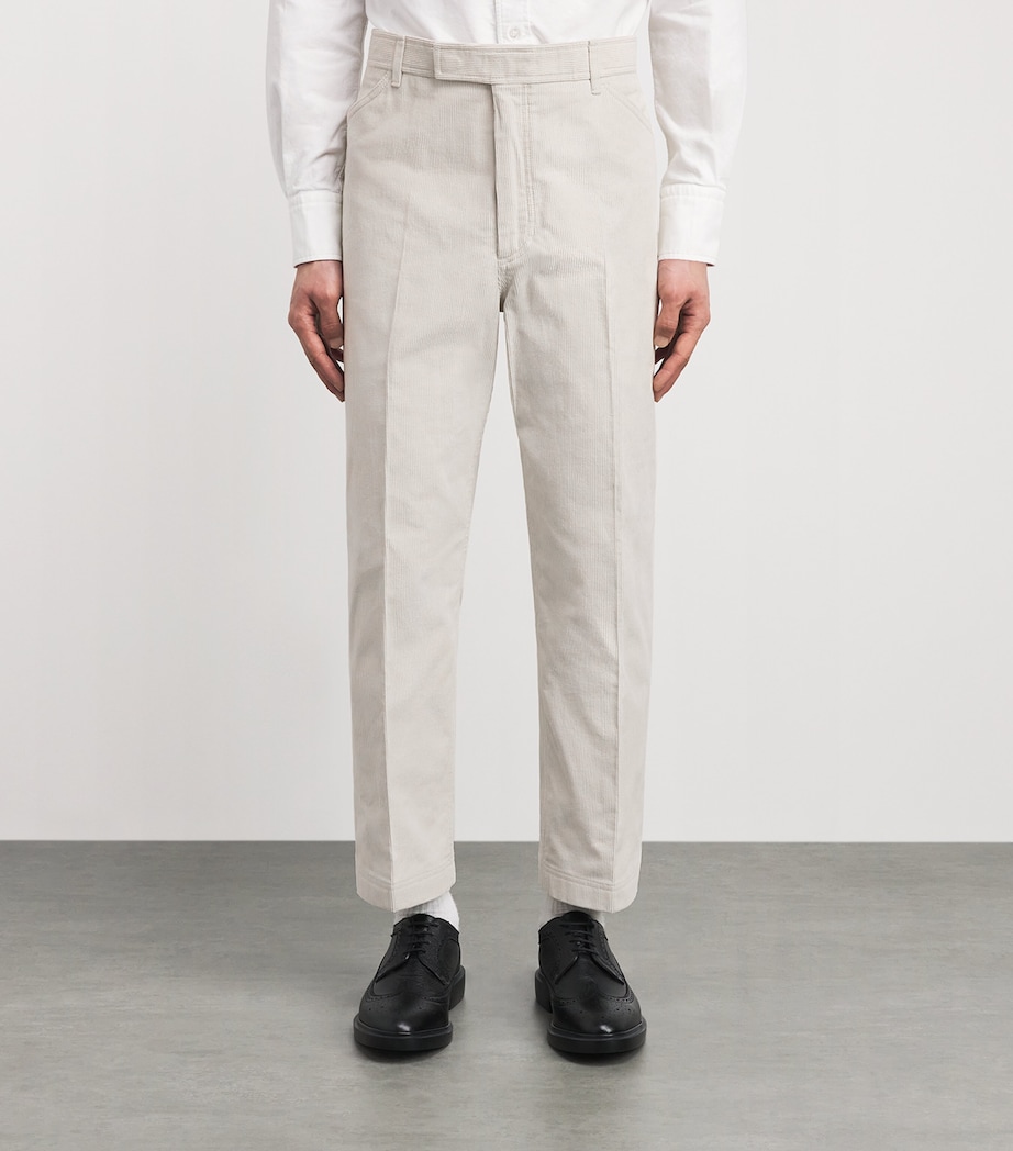 Thom Browne Mens Corduroy Tapered Chinos Natural White Image 4