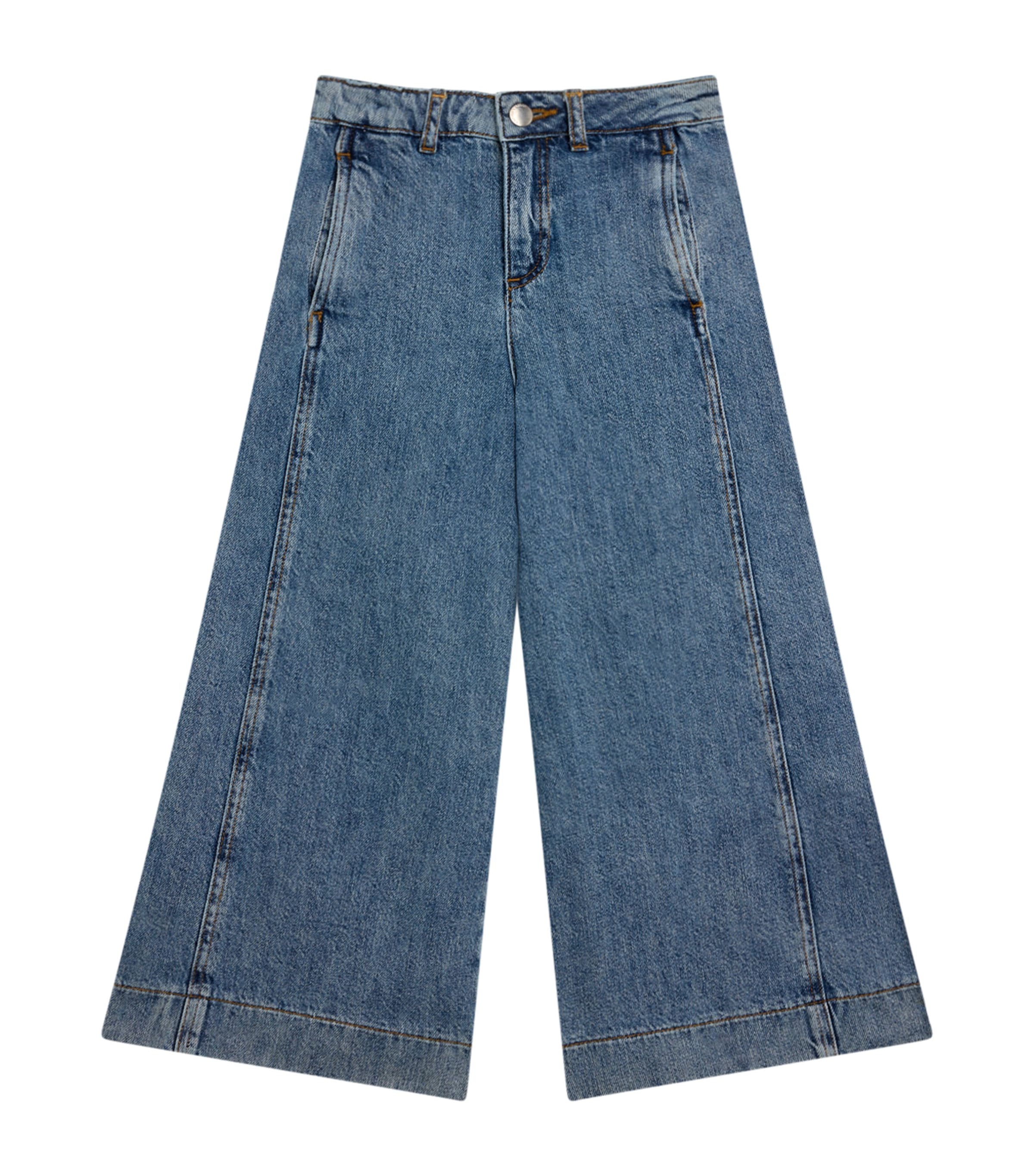 Wide-Leg Flared Jeans (4-14 Years) MB002MED BLUE DENIM Image 1