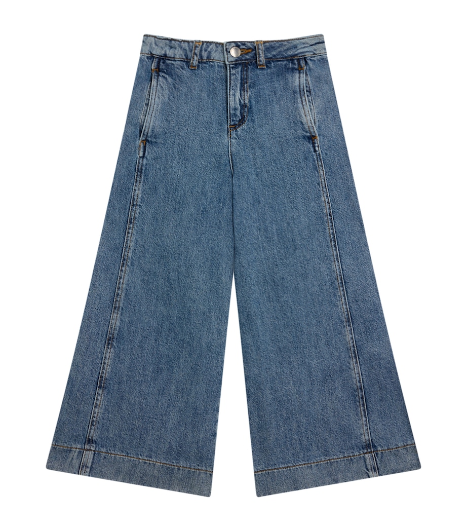 Wide-Leg Flared Jeans (4-14 Years) MB002MED BLUE DENIM Image 1