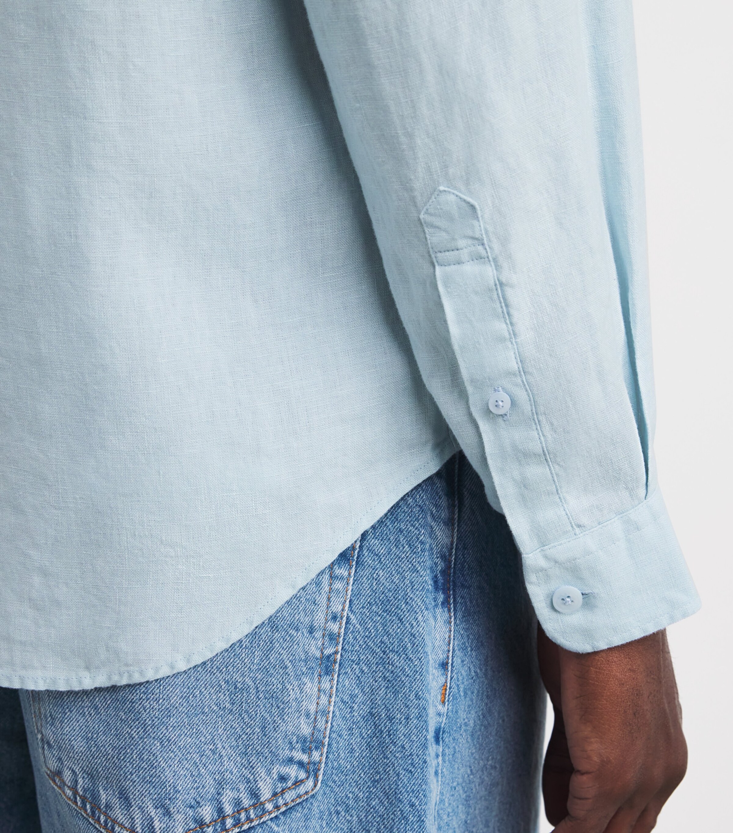 NN07 Mens Linen Arne Shirt Winter Sky Image 6