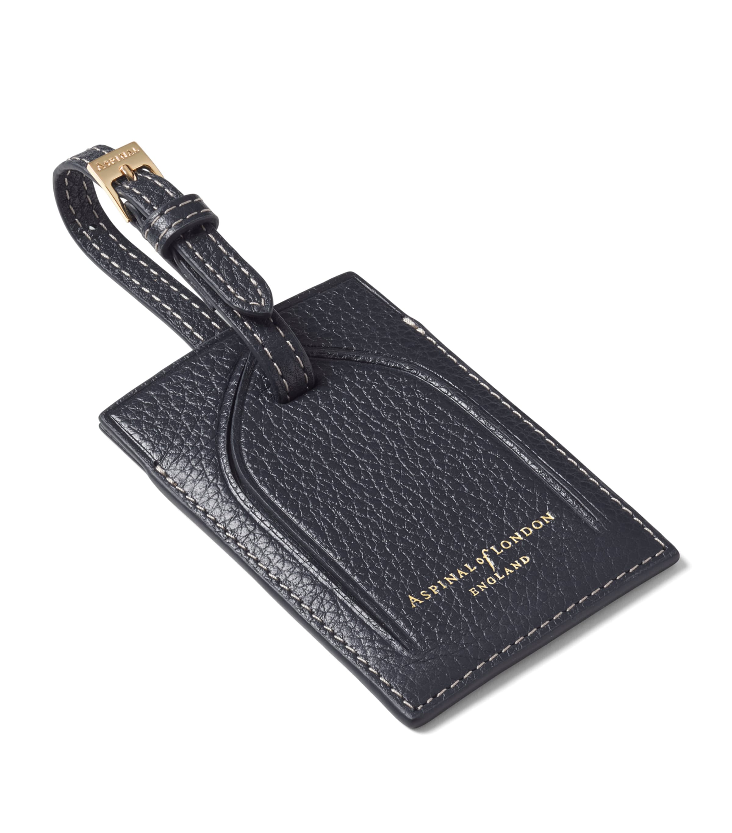 Aspinal Of London Leather Luggage Tag Navy