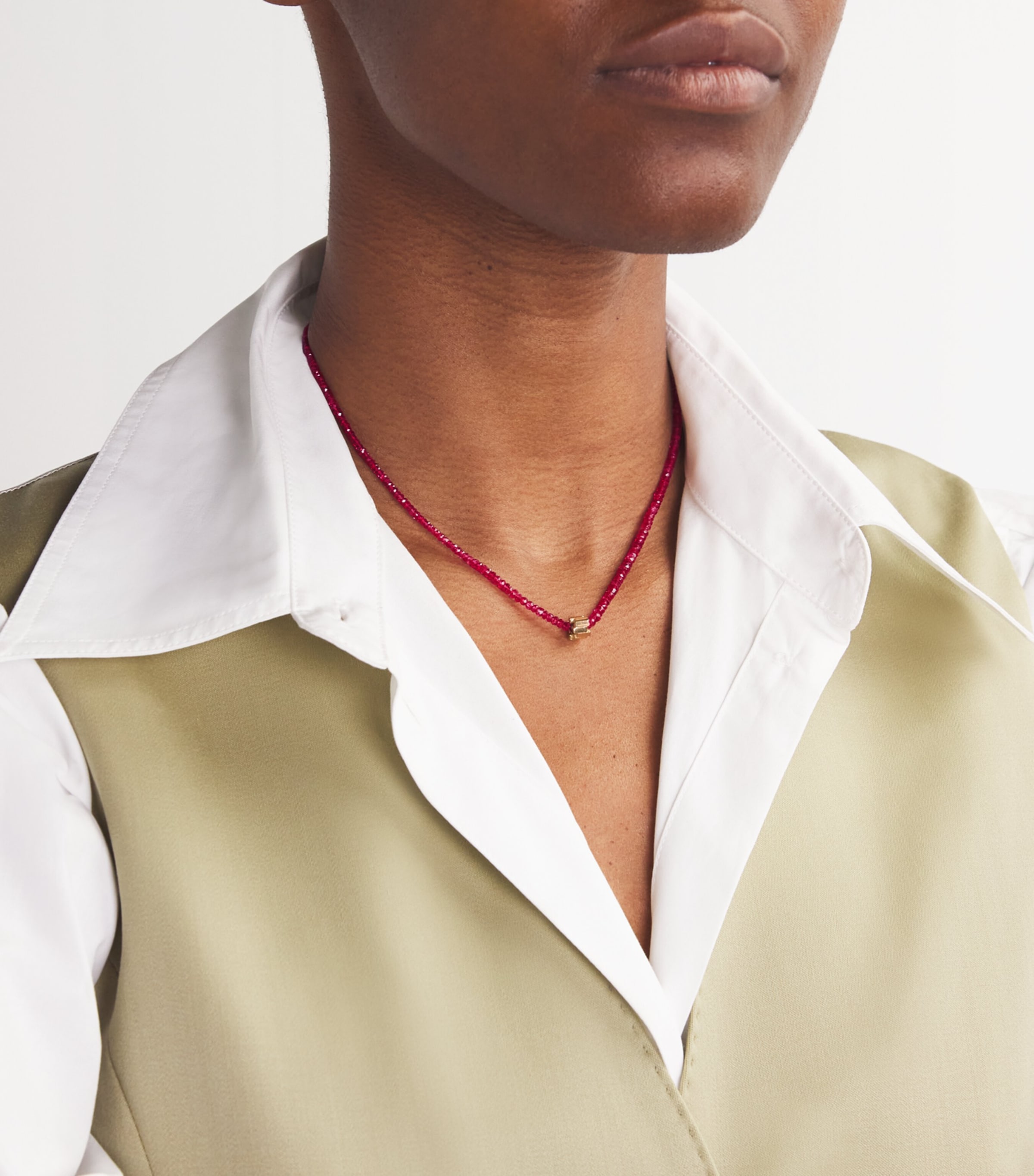 Rose Gold and Spinel Infinite Beaded Necklace 18K RG/RS Image 2