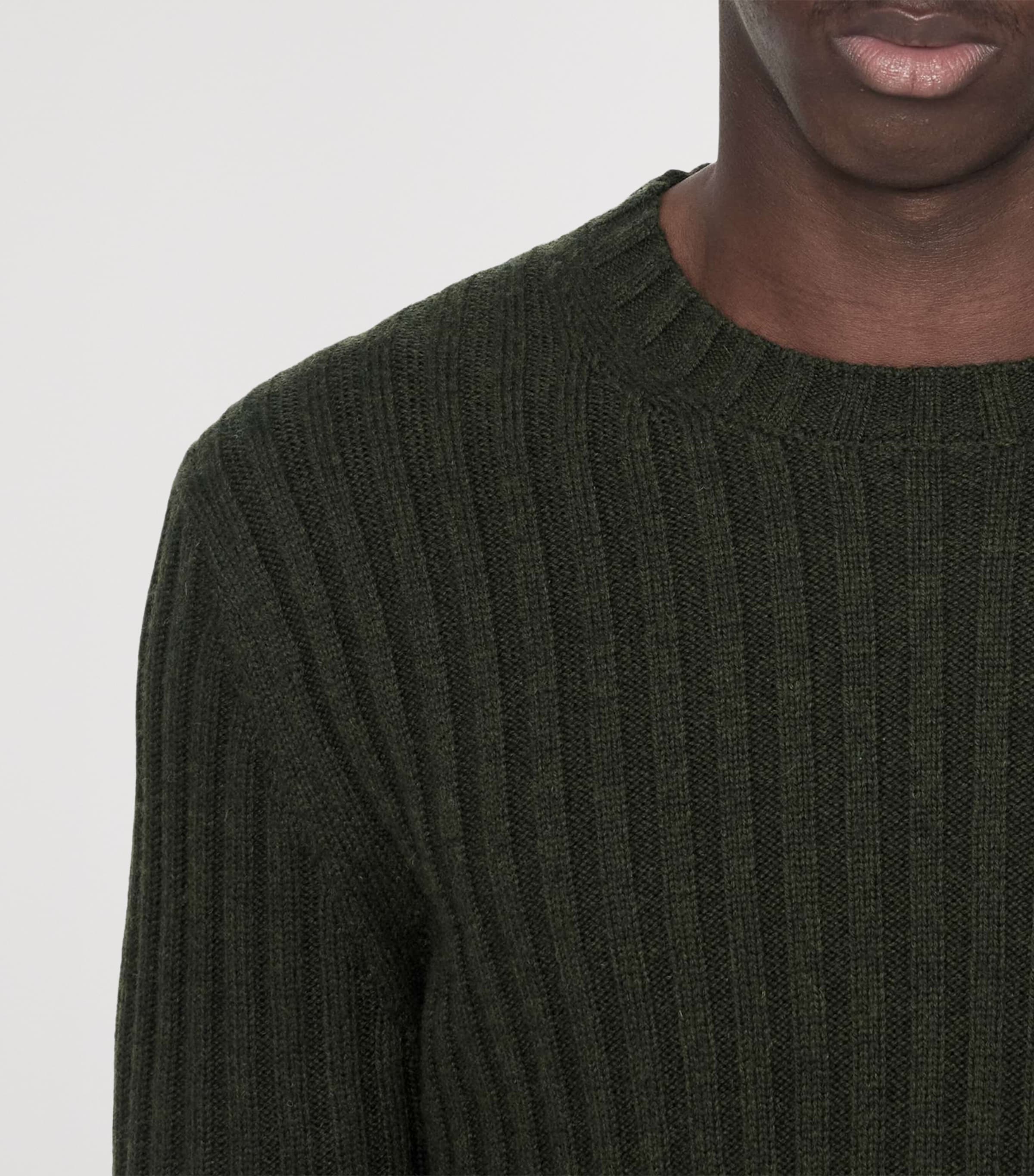 AllSaints Mens Merino Wool-Blend Liev Sweater Dark Khaki Green Image 4