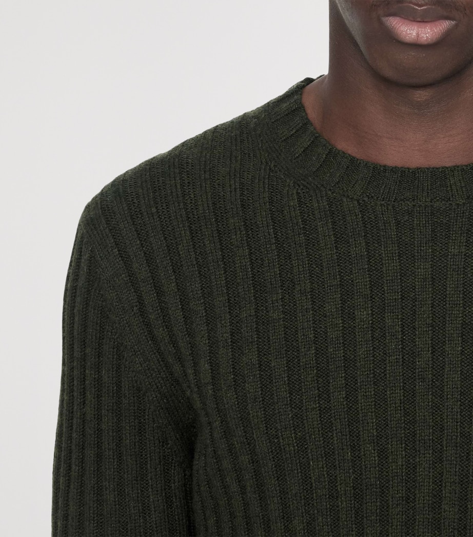 AllSaints Mens Merino Wool-Blend Liev Sweater Dark Khaki Green Image 4