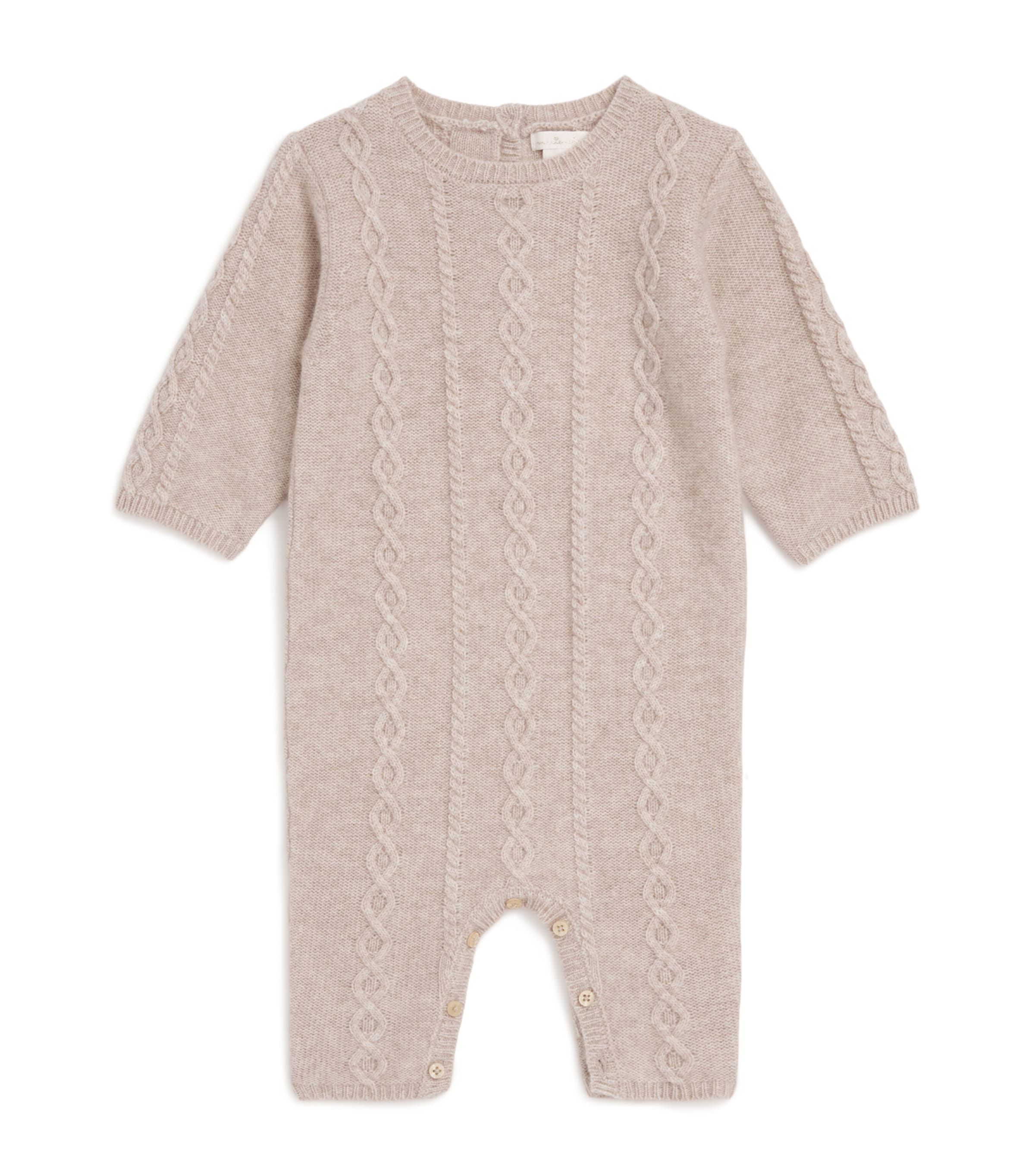 Marie-chantal Wool-cashmere Cable-knit Bowie Playsuit In Neutral