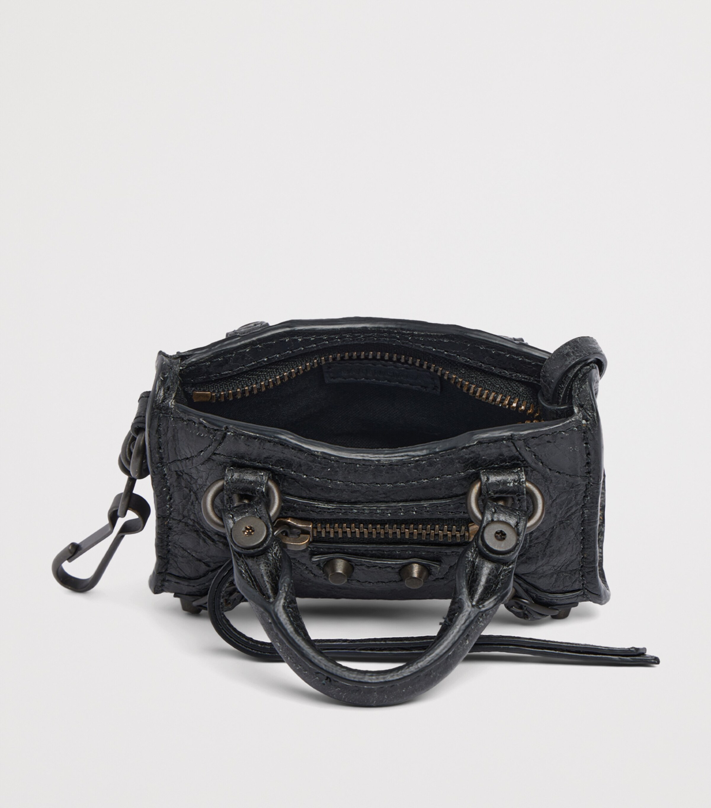Balenciaga Black Micro Leather Le City Bag Charm | Harrods US