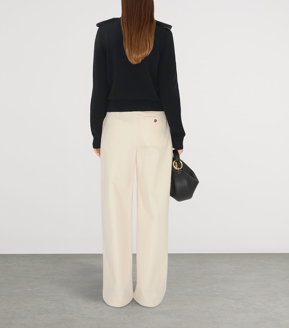 Wool-Cashmere-Blend Epaulette Sweater BLACK Image 5