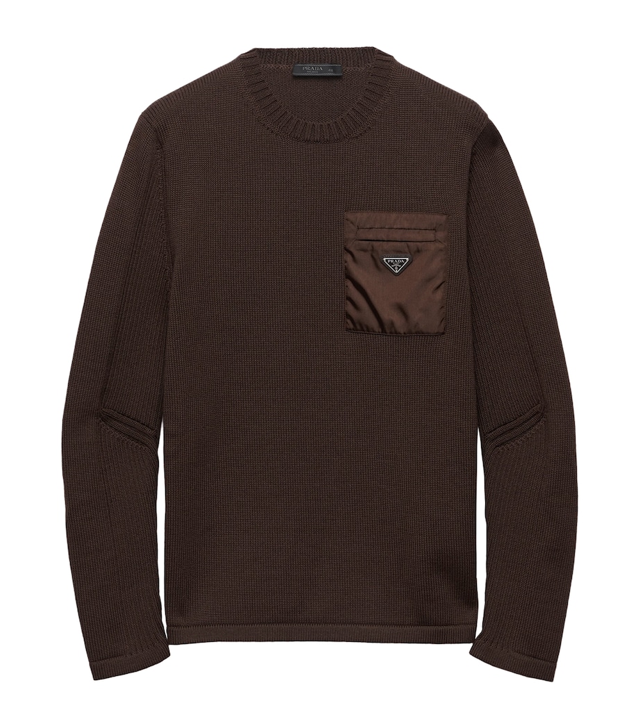 Prada Mens Wool Logo Sweater Brown Image 1