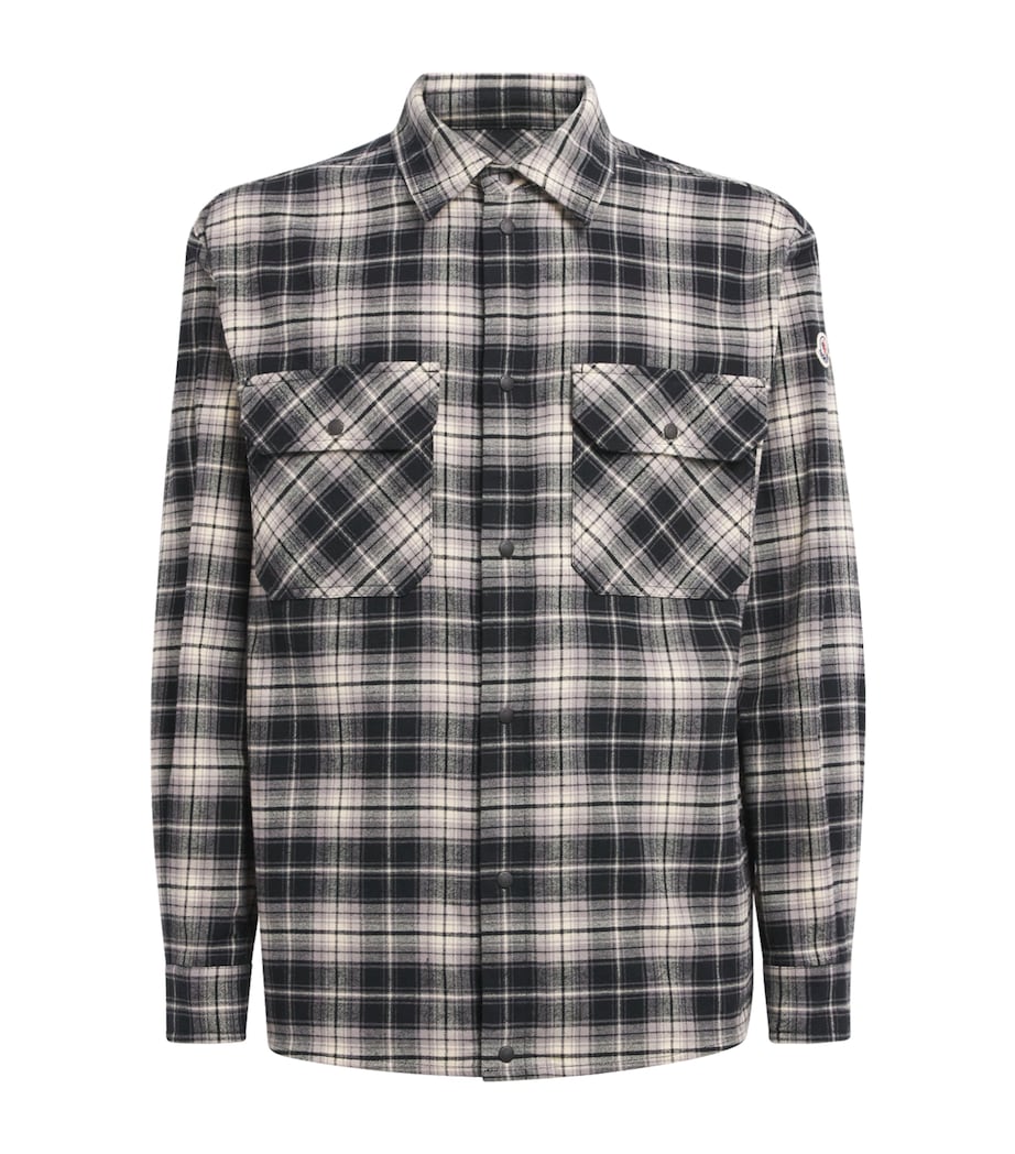 Moncler Mens Cotton Check Zip-Up Shirt Image 1