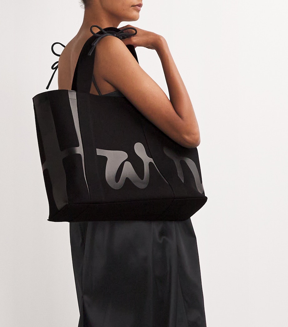 Medium Cotton Logo Tote Bag BLACK Image 2