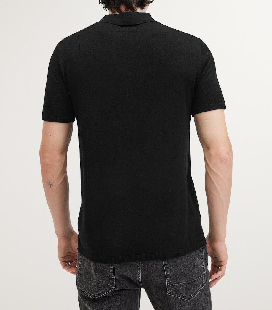 Merino Wool Mode Polo Shirt BLACK Image 6