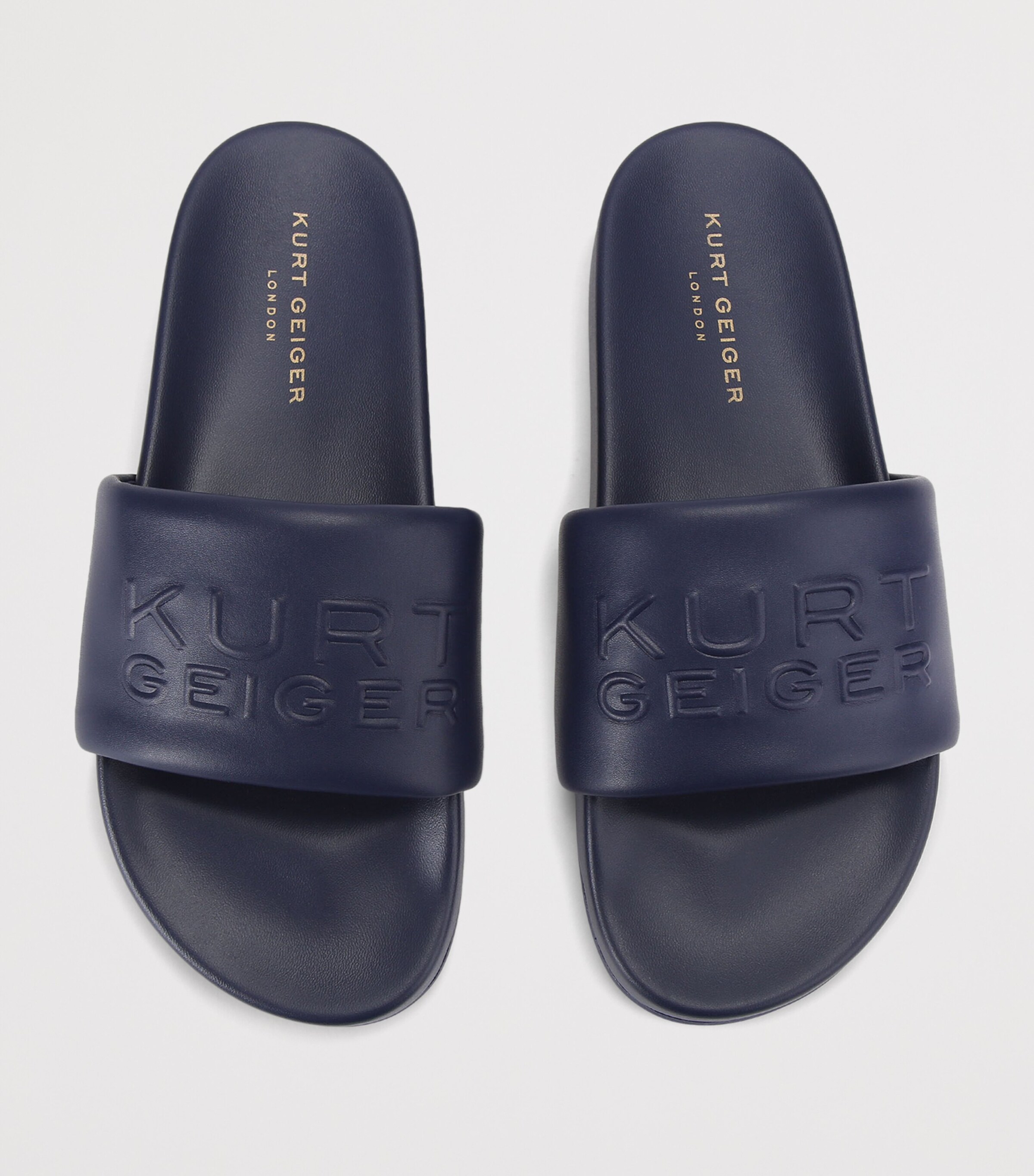 Kurt Geiger London Faux Leather Stacked Slides Navy Image 4