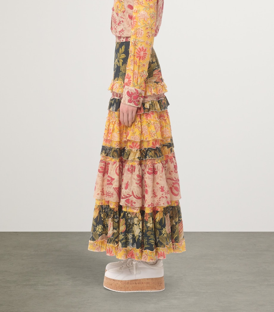 Valentino Womens Cotton Tiered Floral Print Skirt Image 8