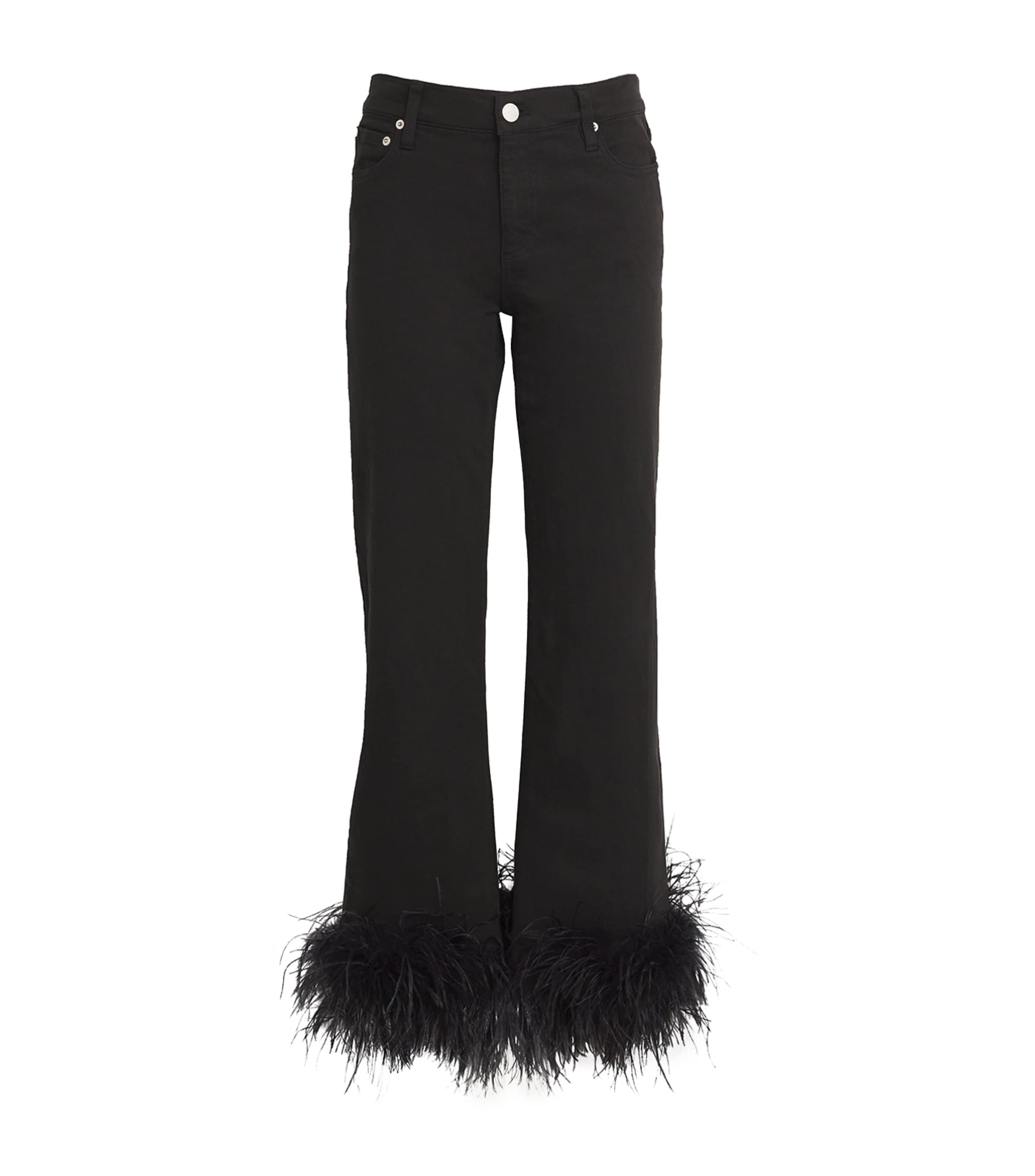 ALICE AND OLIVIA FEATHER-CUFF ROXIE FLARED JEANS 