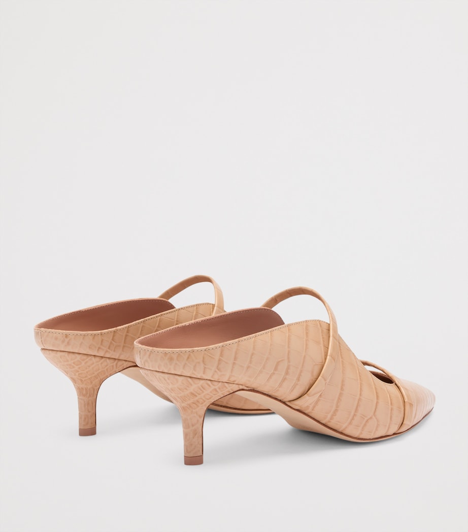 Croc-Embossed Leather Maureen Heeled Mules 45 BUFF Image 4