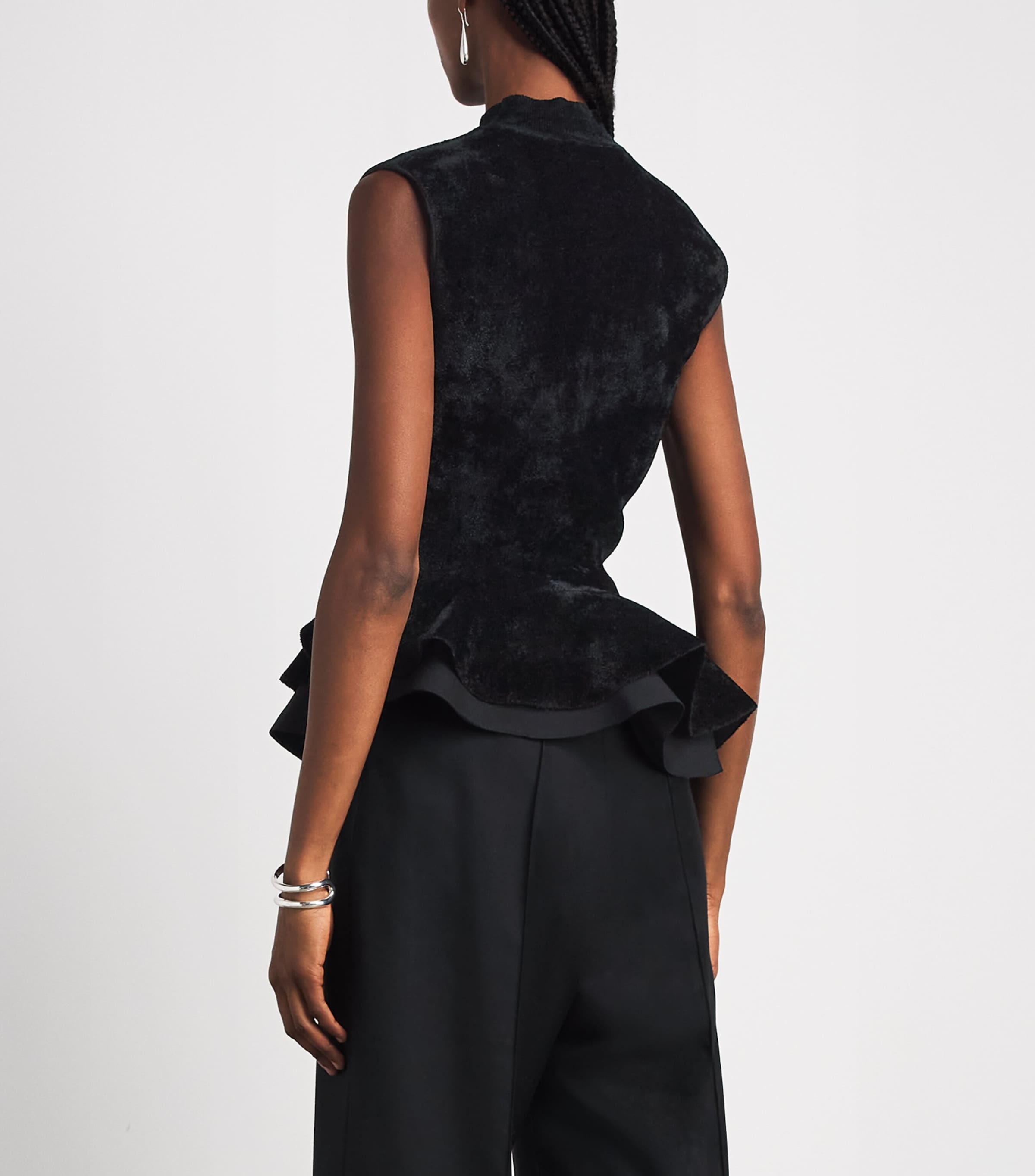 Roland Mouret Womens Asymmetric Peplum Top Black Image 5