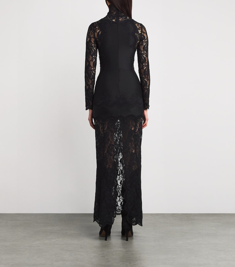Lace-Trim Maxi Dress P001 BLACK Image 3