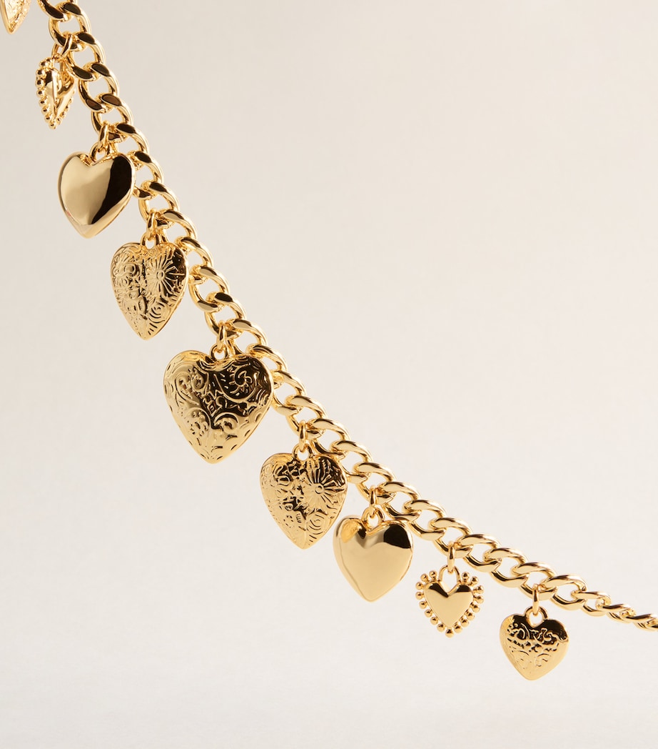 Self-Portrait Heart Charm Necklace Gold Image 3