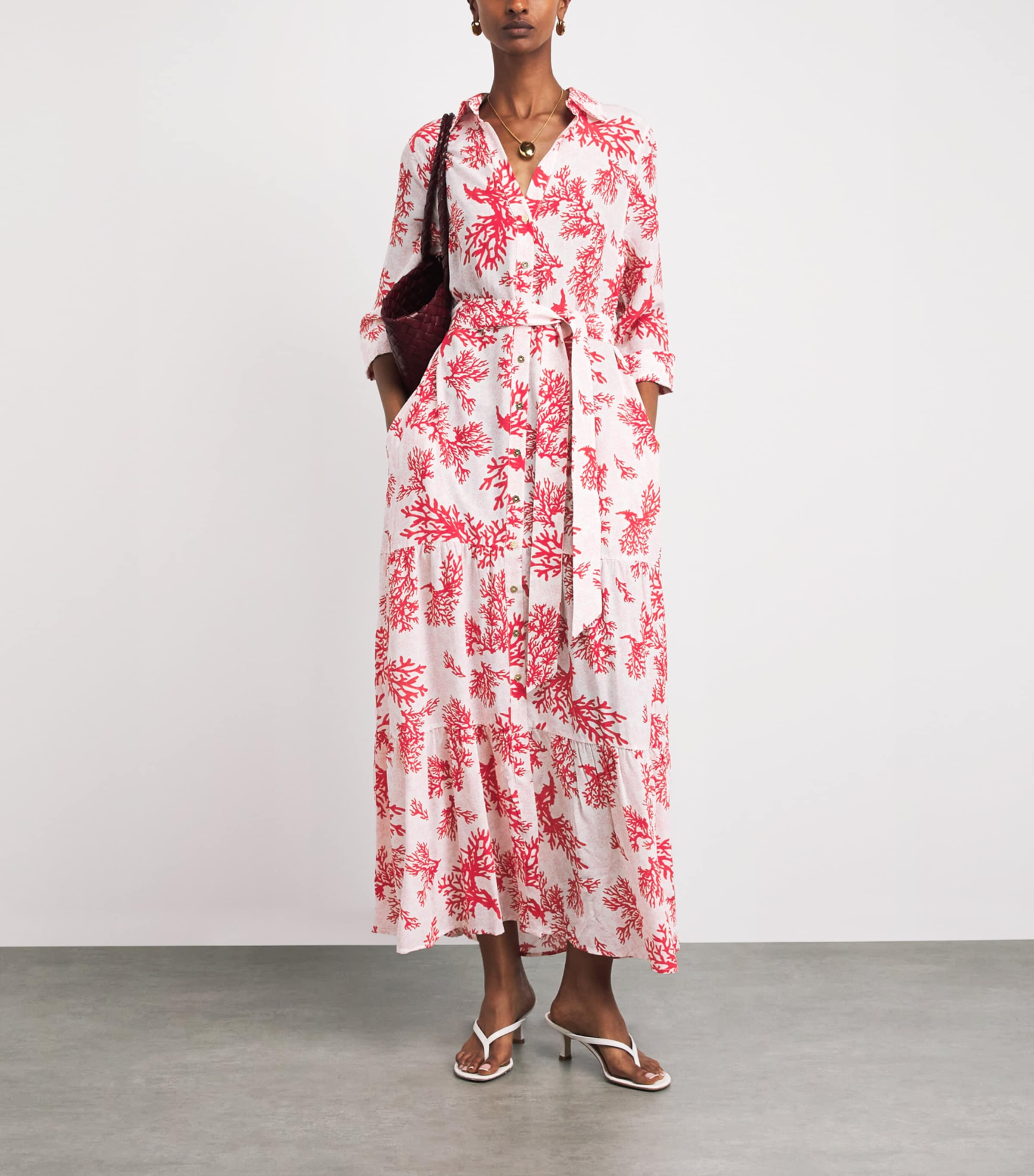 Heidi Klein Womens Silk Scala Maxi Shirt Dress Prt Prt Image 2
