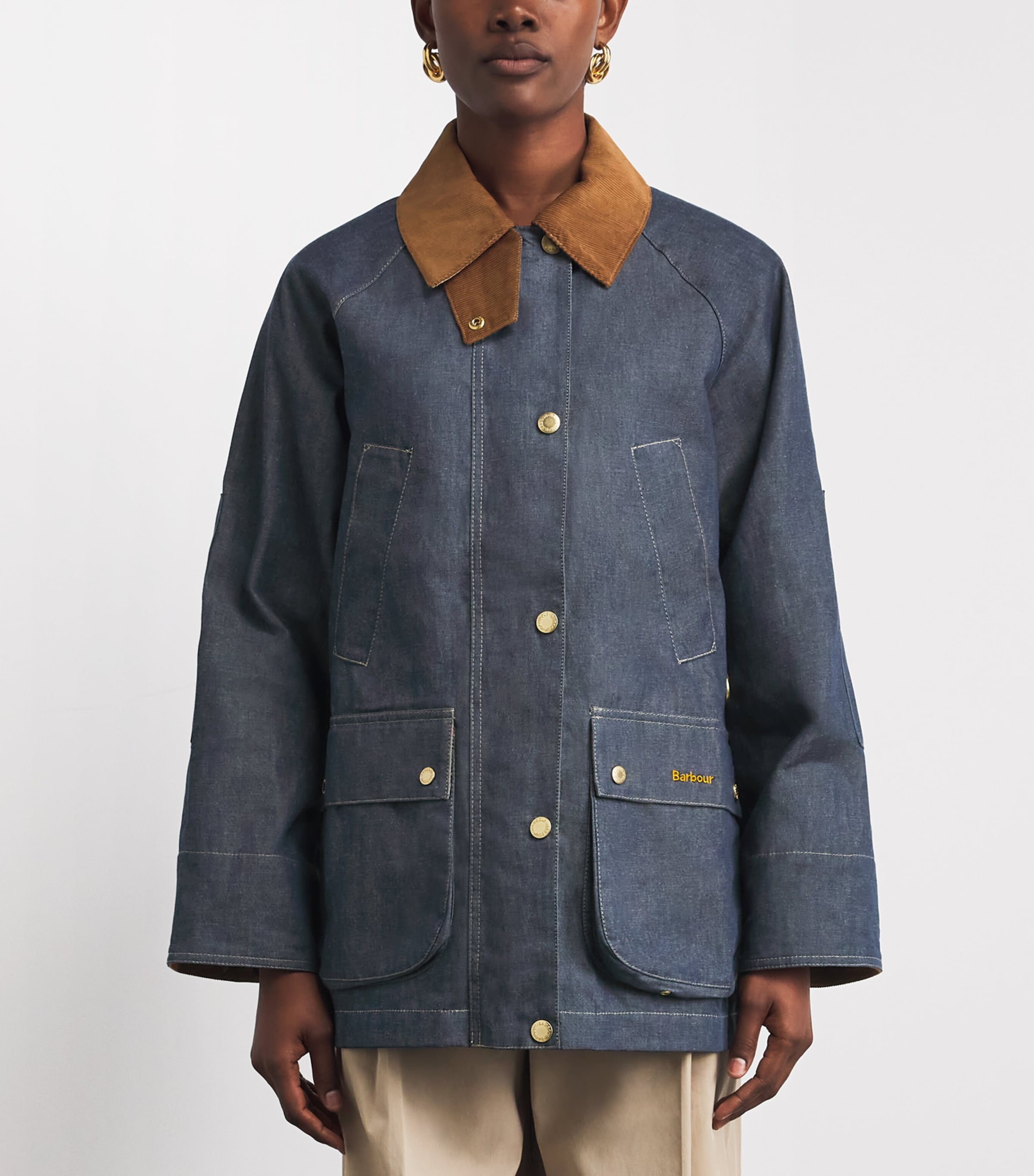 Barbour Womens Denim Asker Jacket Indigo/dress Image 4