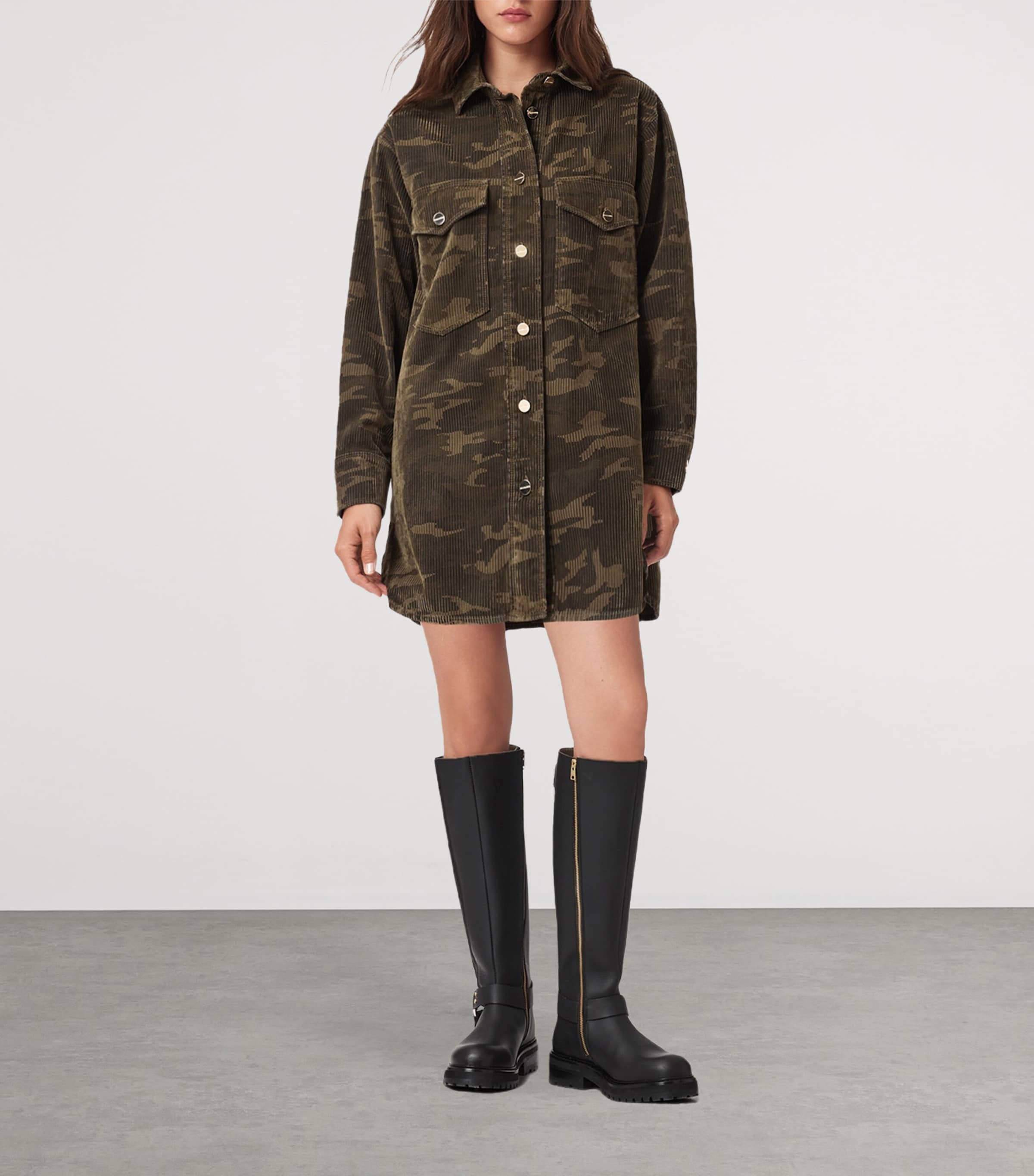 Denim Faye Shirt Dress CAMO GREEN Image 2