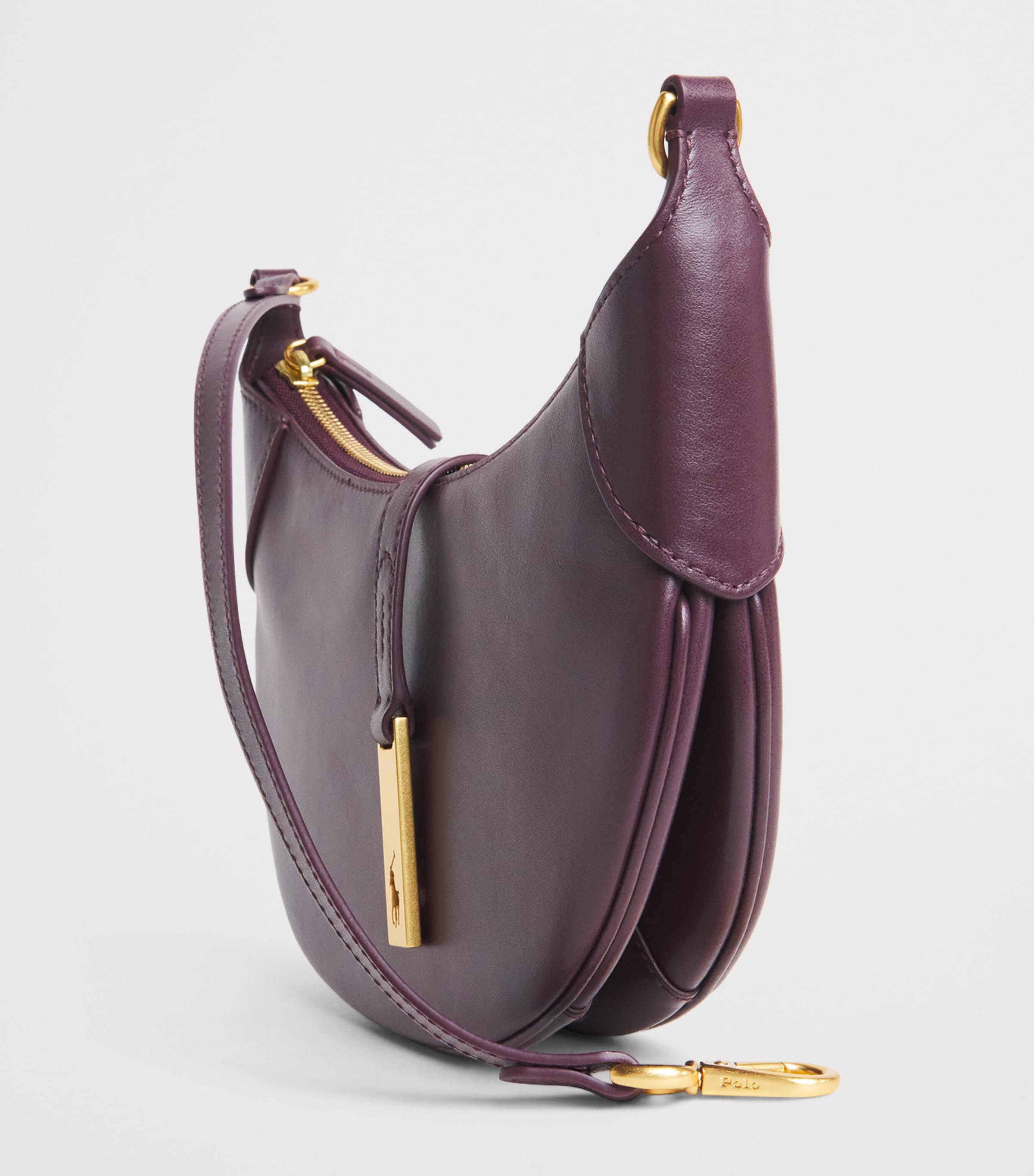 Polo Ralph Lauren Mini Leather Polo ID Shoulder Bag Midnight Merlot Image 6