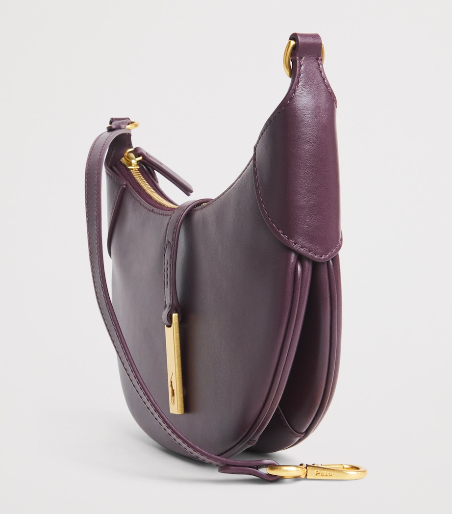 Polo Ralph Lauren Mini Leather Polo ID Shoulder Bag Midnight Merlot Image 6