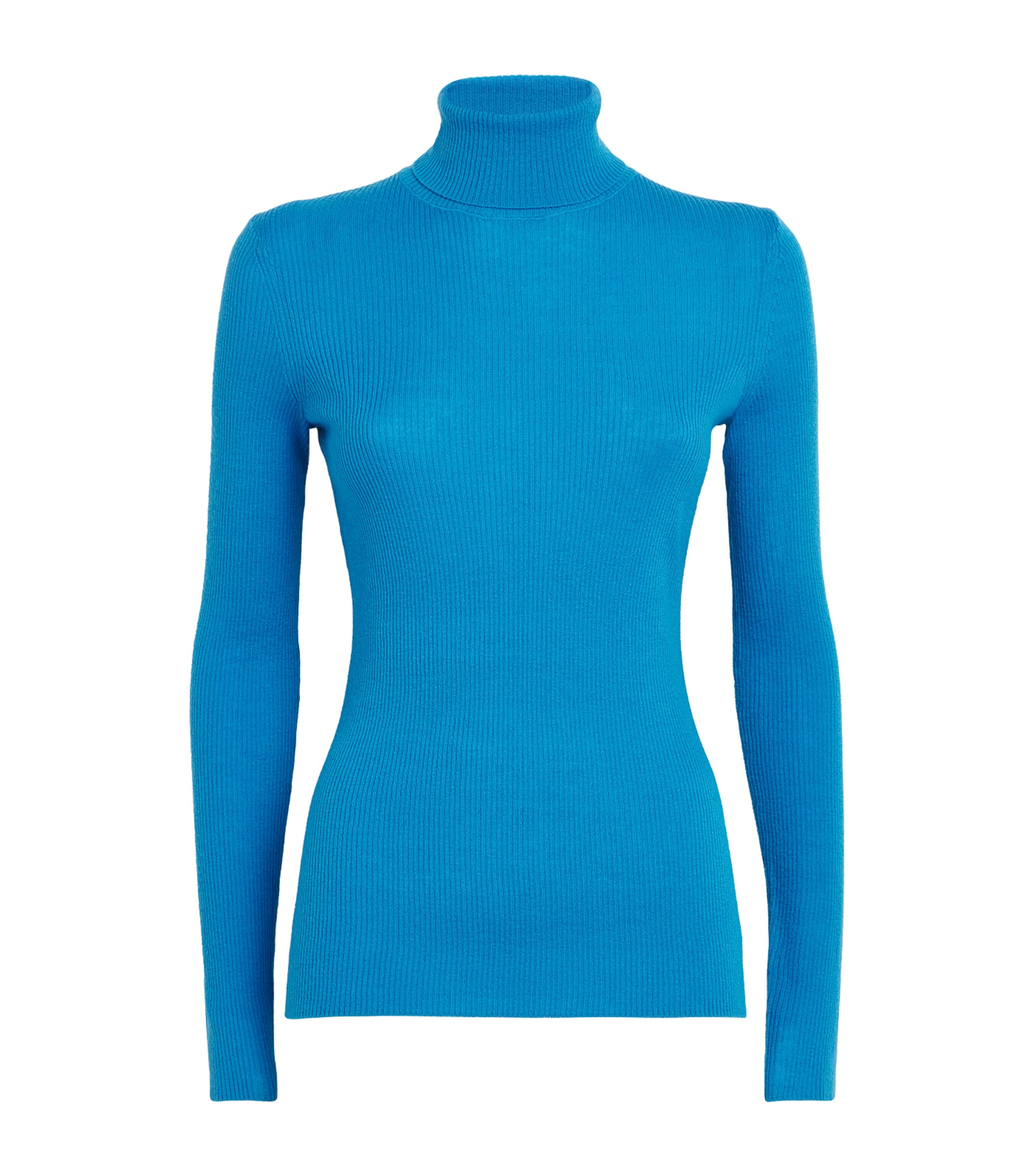 Maje Wool-silk Rollneck Sweater In Blue